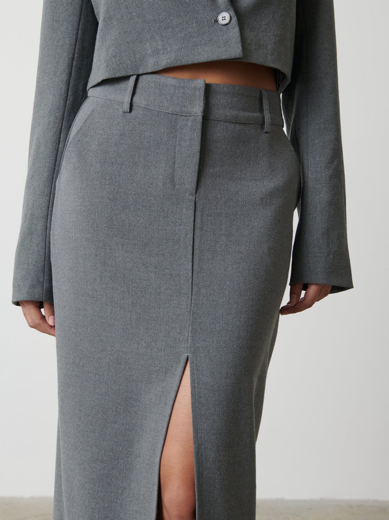 Posie Tailored Maxi Skirt - Grey Melange