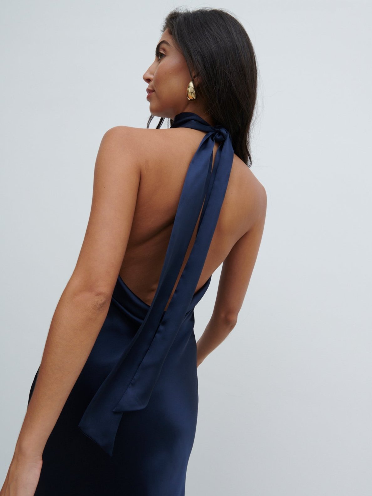Raleigh Cowl Back Dress - Midnight Navy Pretty Lavish Raleigh Cowl Back Dress - Midnight Navy Pretty Lavish