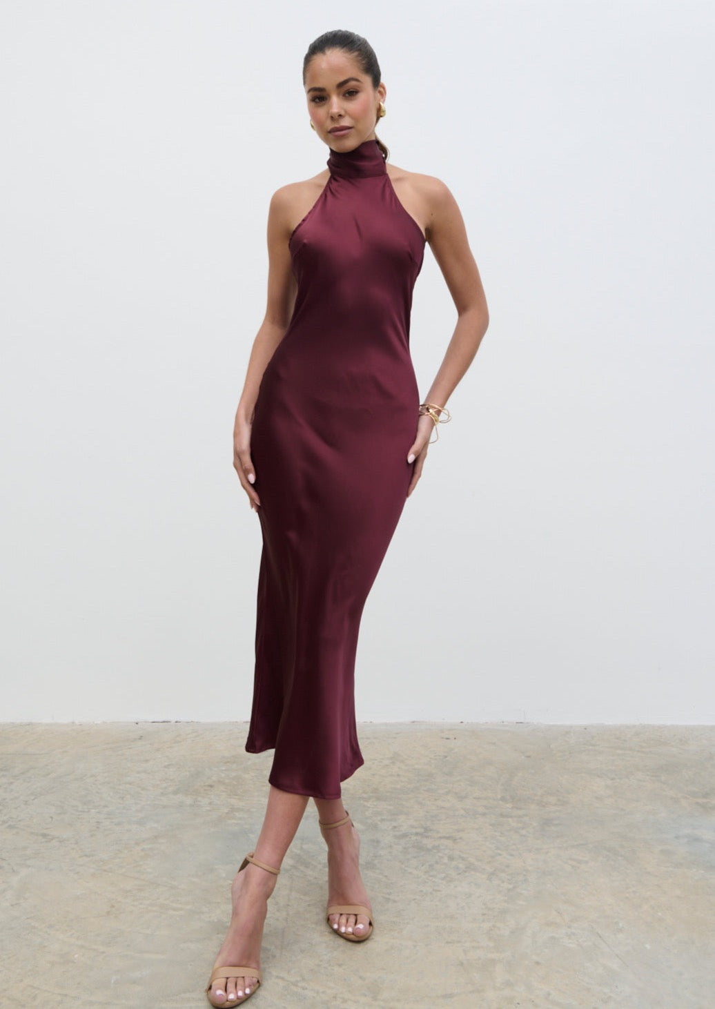 Raleigh Cowl Back Midaxi Dress - Wine