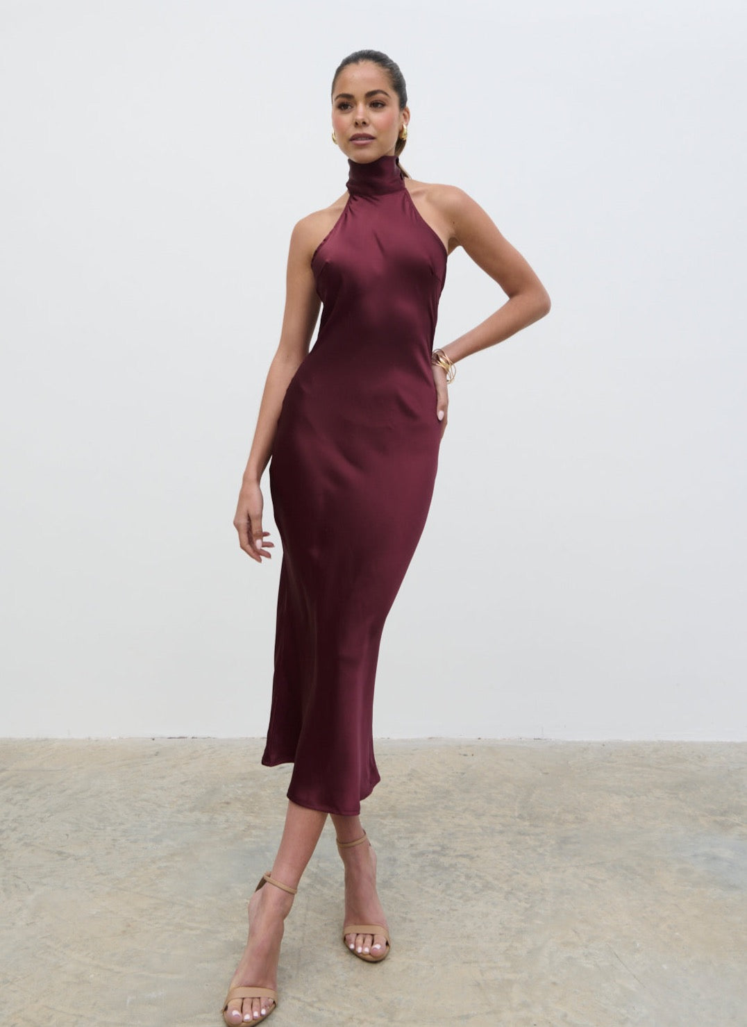 Raleigh Cowl Back Midaxi Dress - Wine