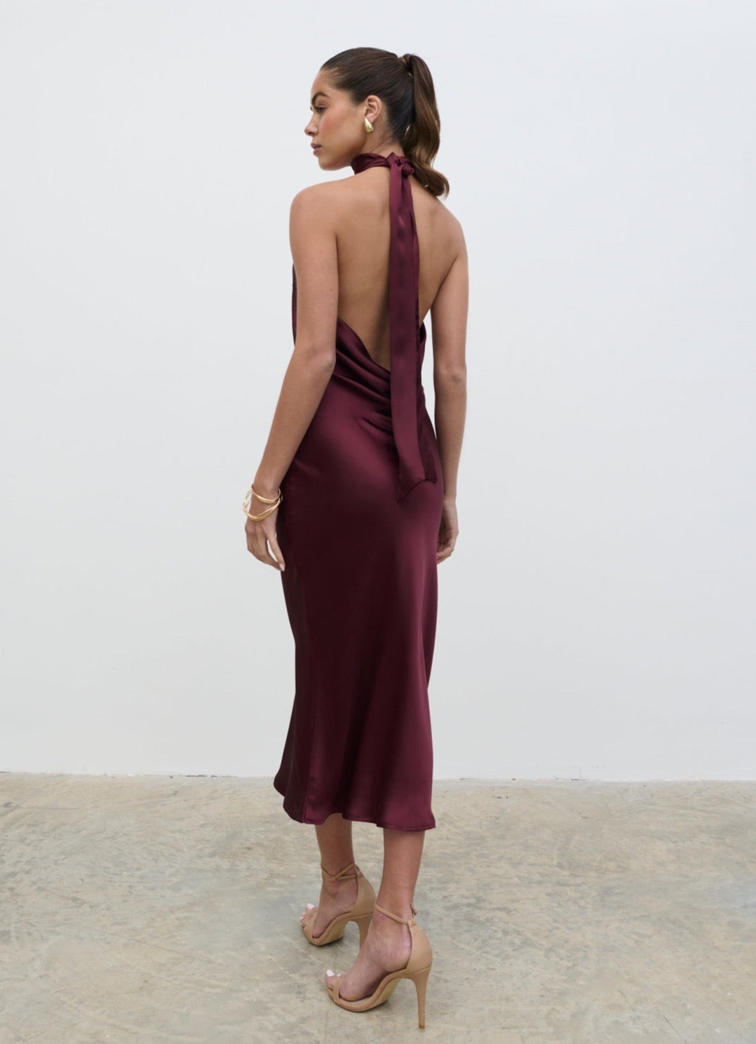 Raleigh Cowl Back Midaxi Dress - Wine