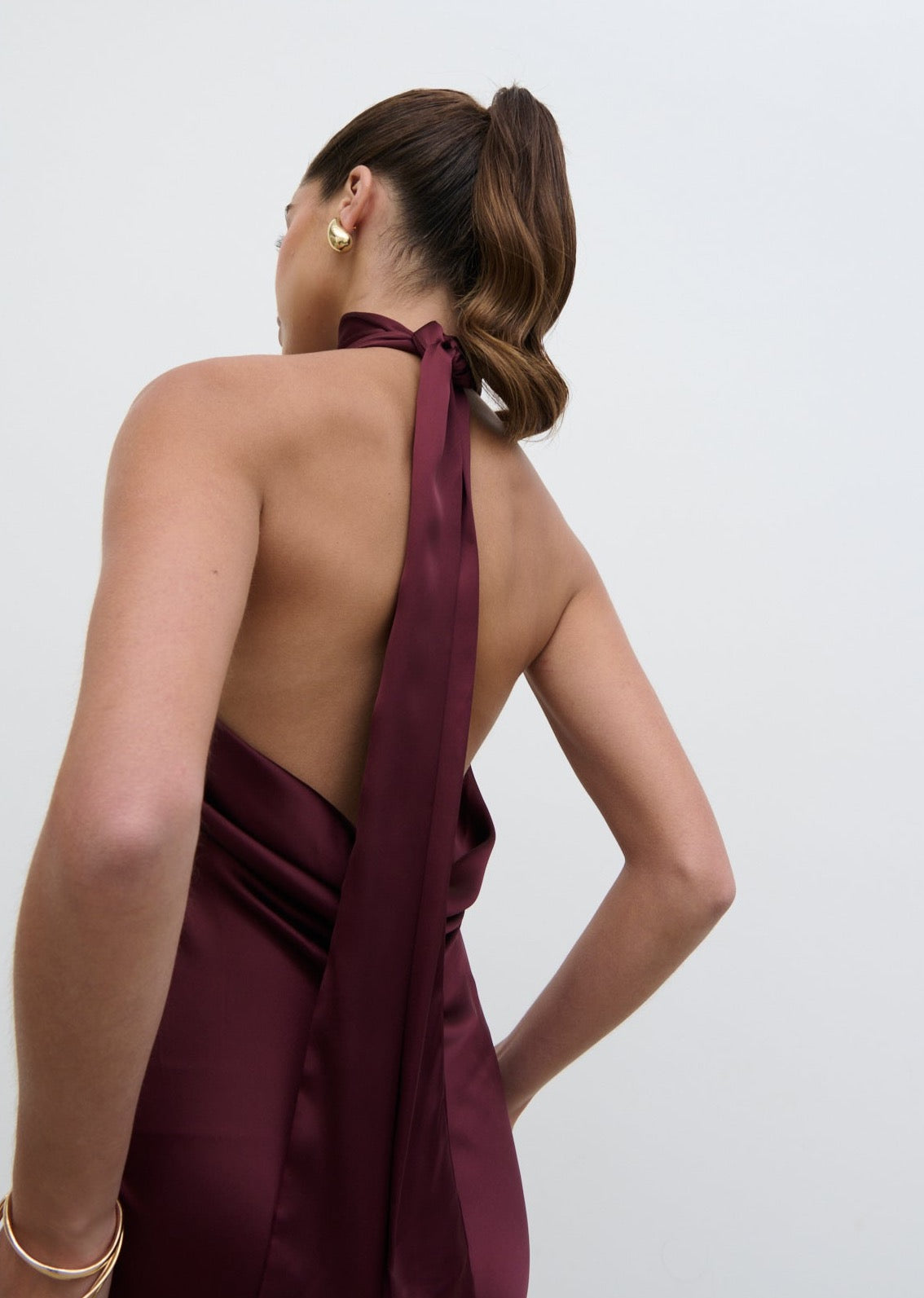 Raleigh Cowl Back Midaxi Dress - Wine