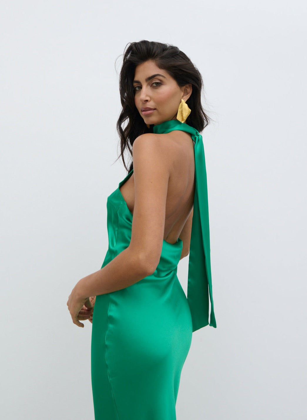 Raleigh Recycled Cowl Back Midaxi Dress - Emerald Green Raleigh Recycled Cowl Back Midaxi Dress - Emerald Green