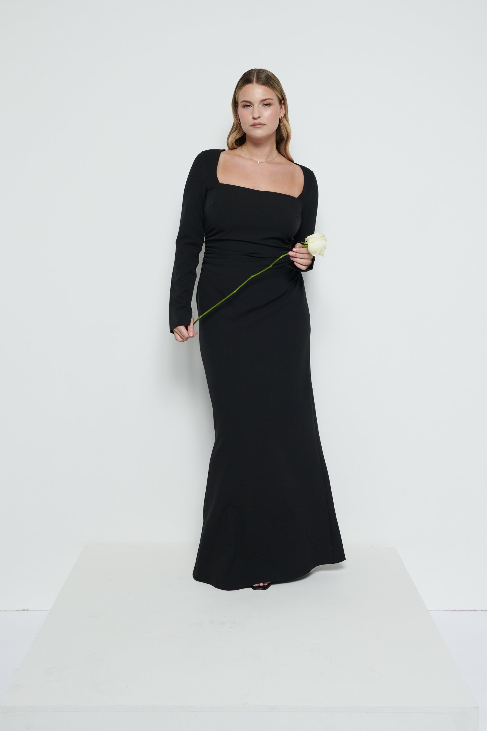 Reagan Square Neck Crepe Maxi Bridesmaid Dress - Black Reagan Square Neck Crepe Maxi Bridesmaid Dress - Black