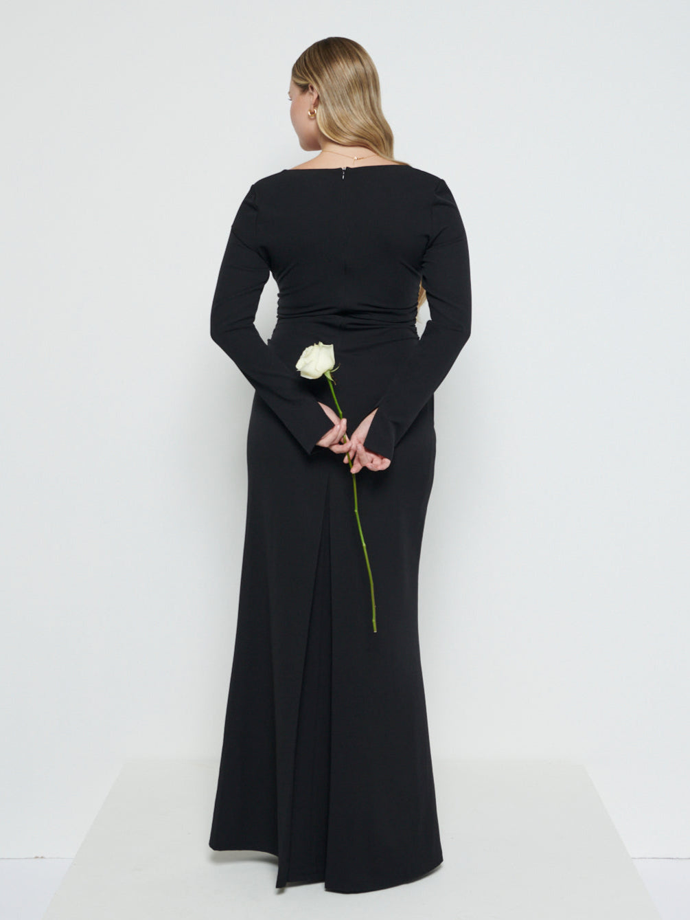 Reagan Square Neck Crepe Maxi Bridesmaid Dress - Black