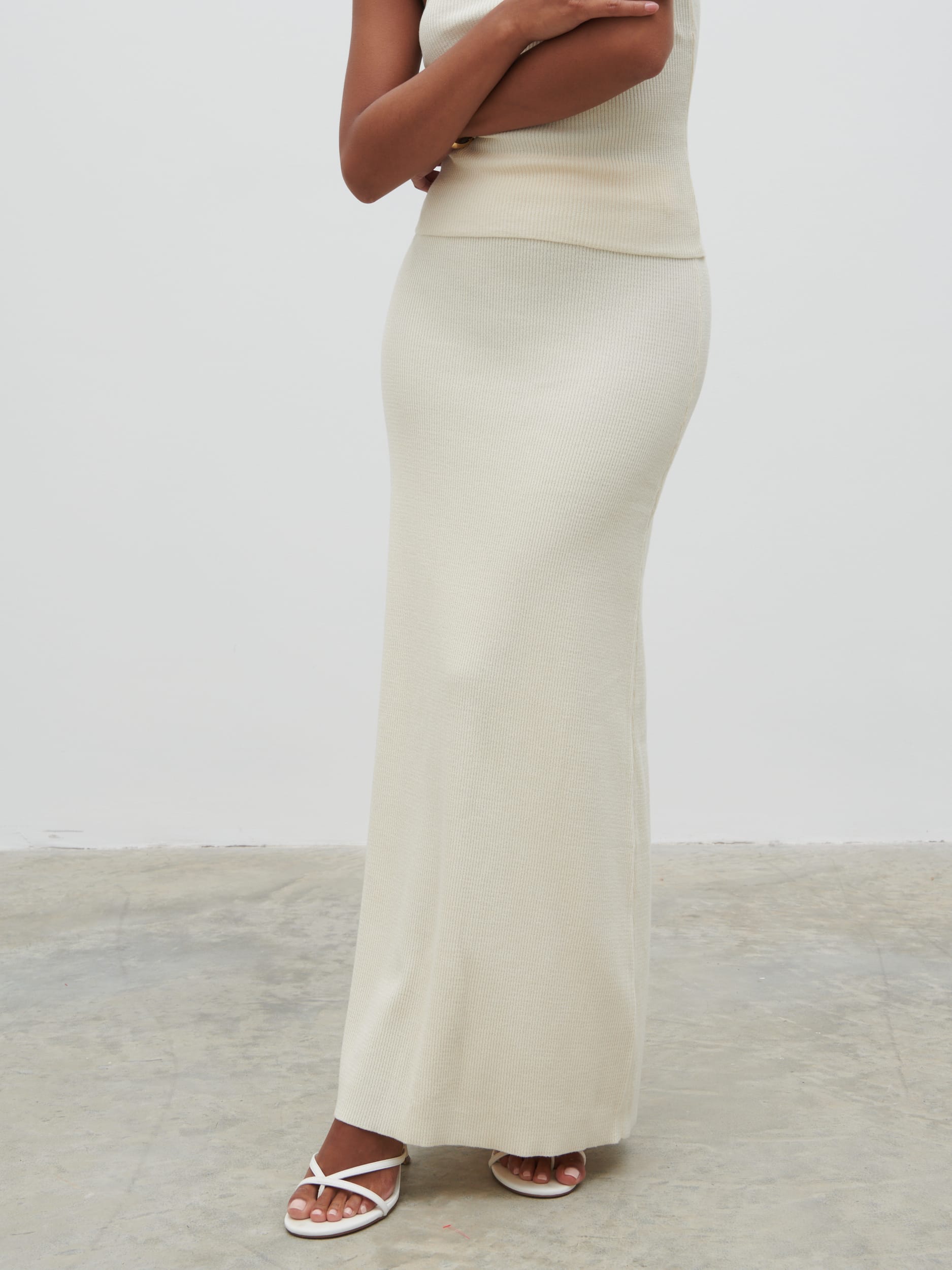 Reese Midaxi Knit Skirt Cream – Pretty Lavish - Main Image