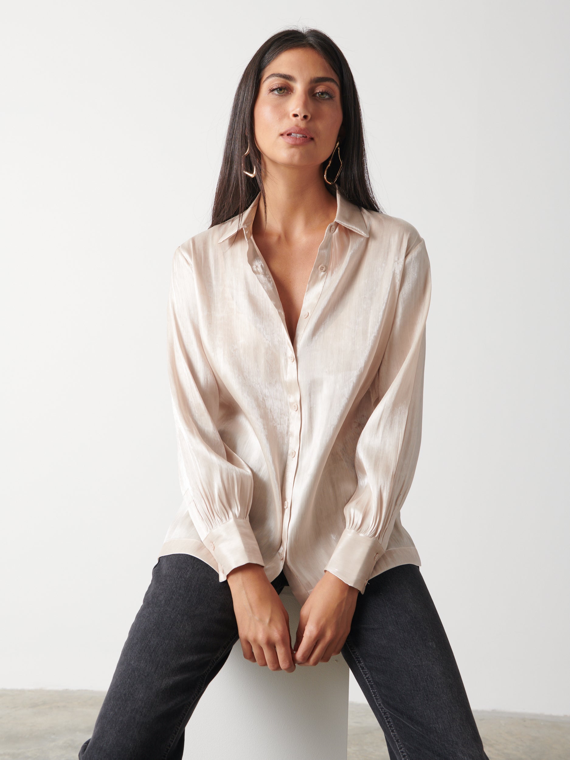 Rosalie Collared Blouse - Champagne Gold