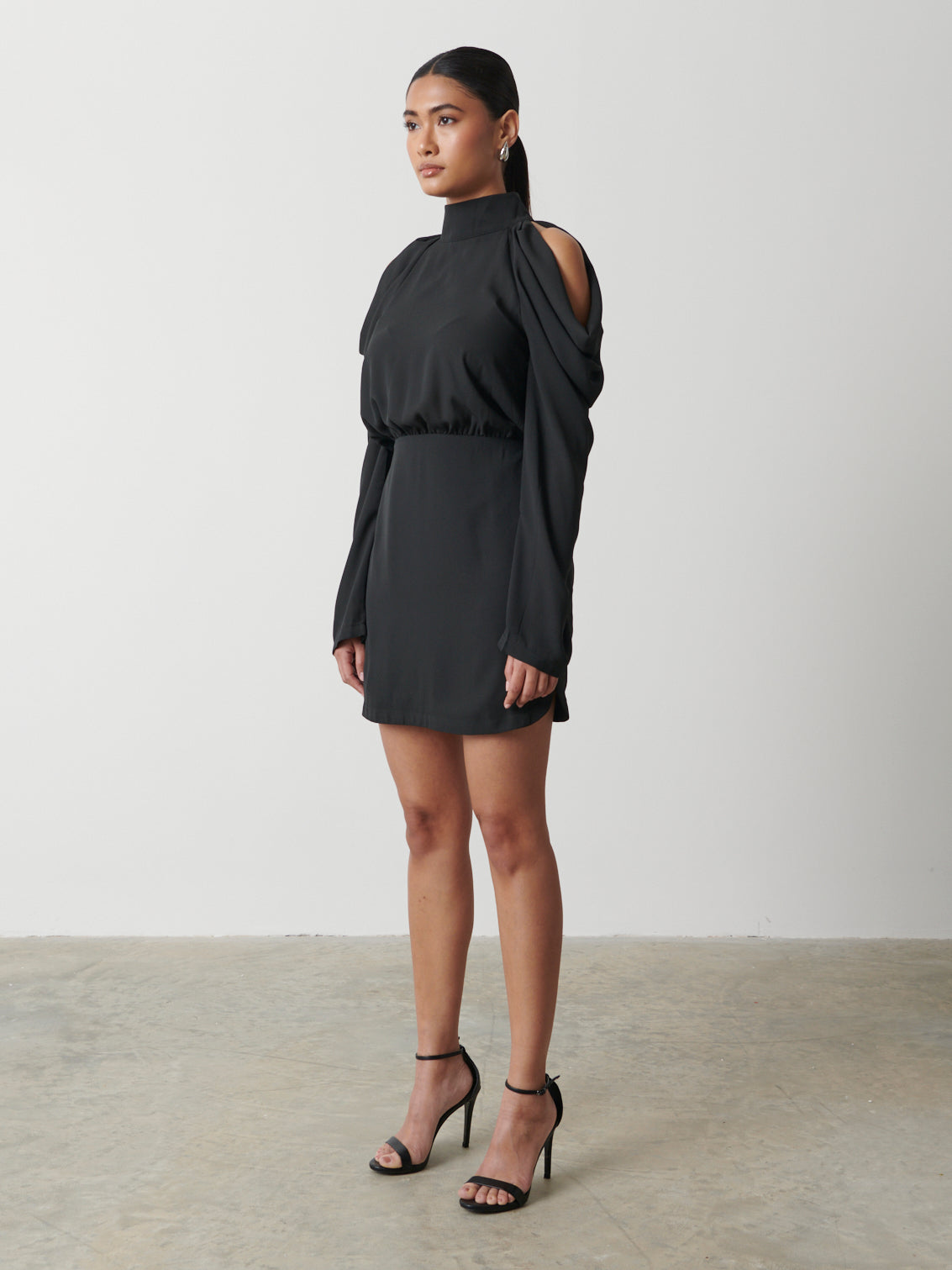 Rosie Cold Shoulder Mini Dress - Black
