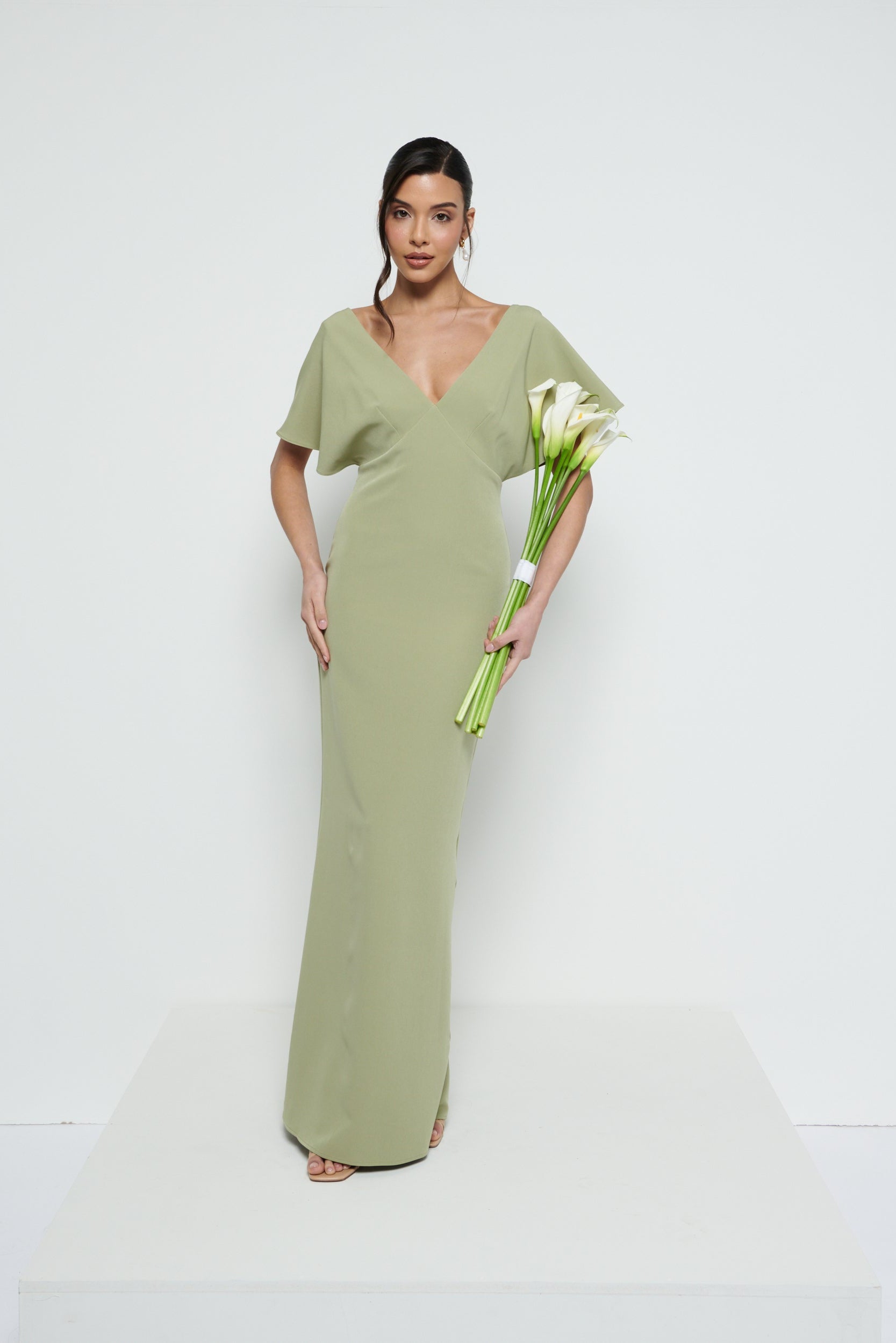 Sadie Crepe Maxi Bridesmaid Dress - Olive Sadie Crepe Maxi Bridesmaid Dress - Olive