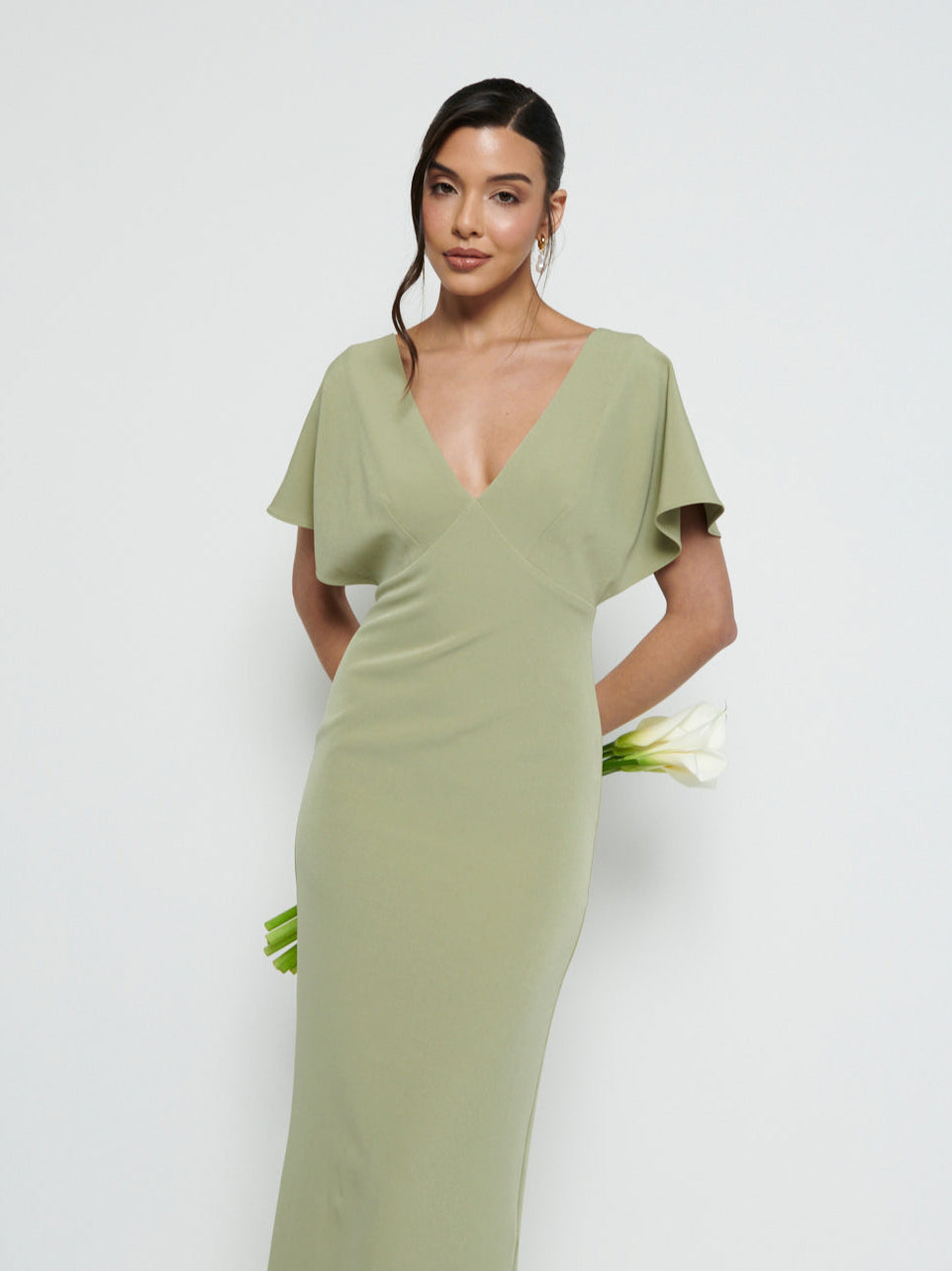 Sadie Crepe Maxi Bridesmaid Dress - Olive