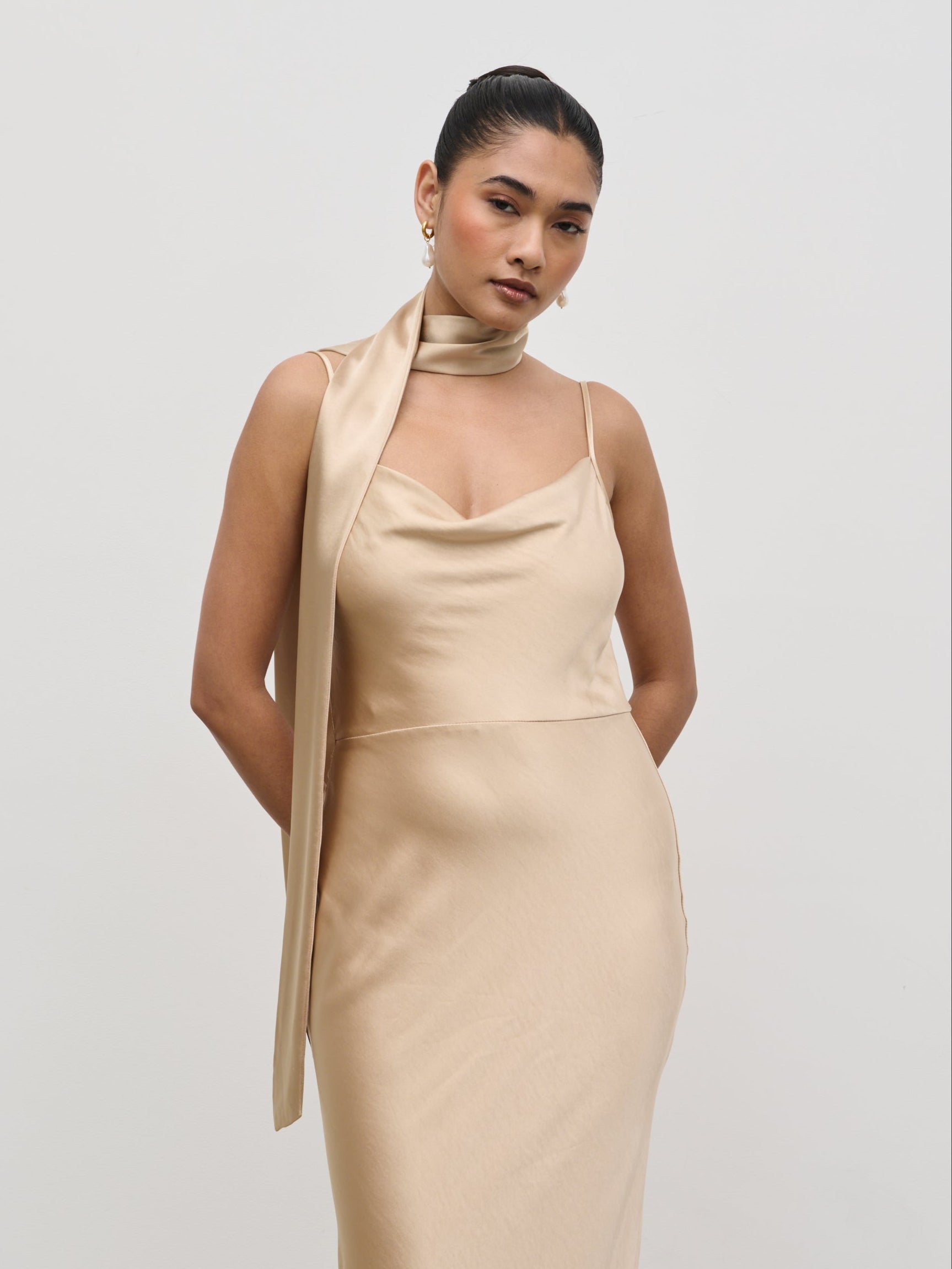 silk dress sash Extra Long Champagne Satin Sash Belt by Satin Swank