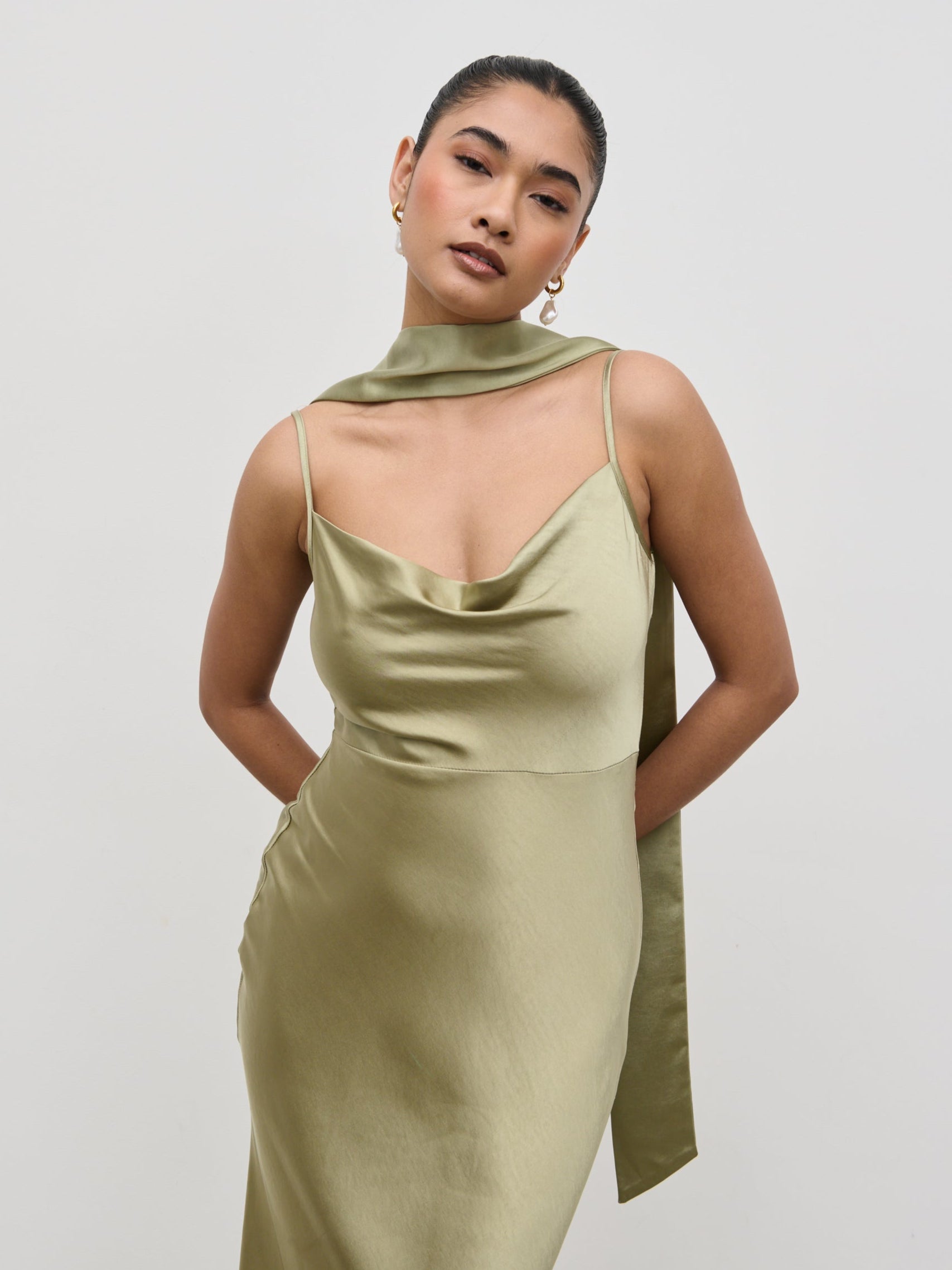 Keisha Maxi Bridesmaid Dress - Matte Olive  Pretty Lavish