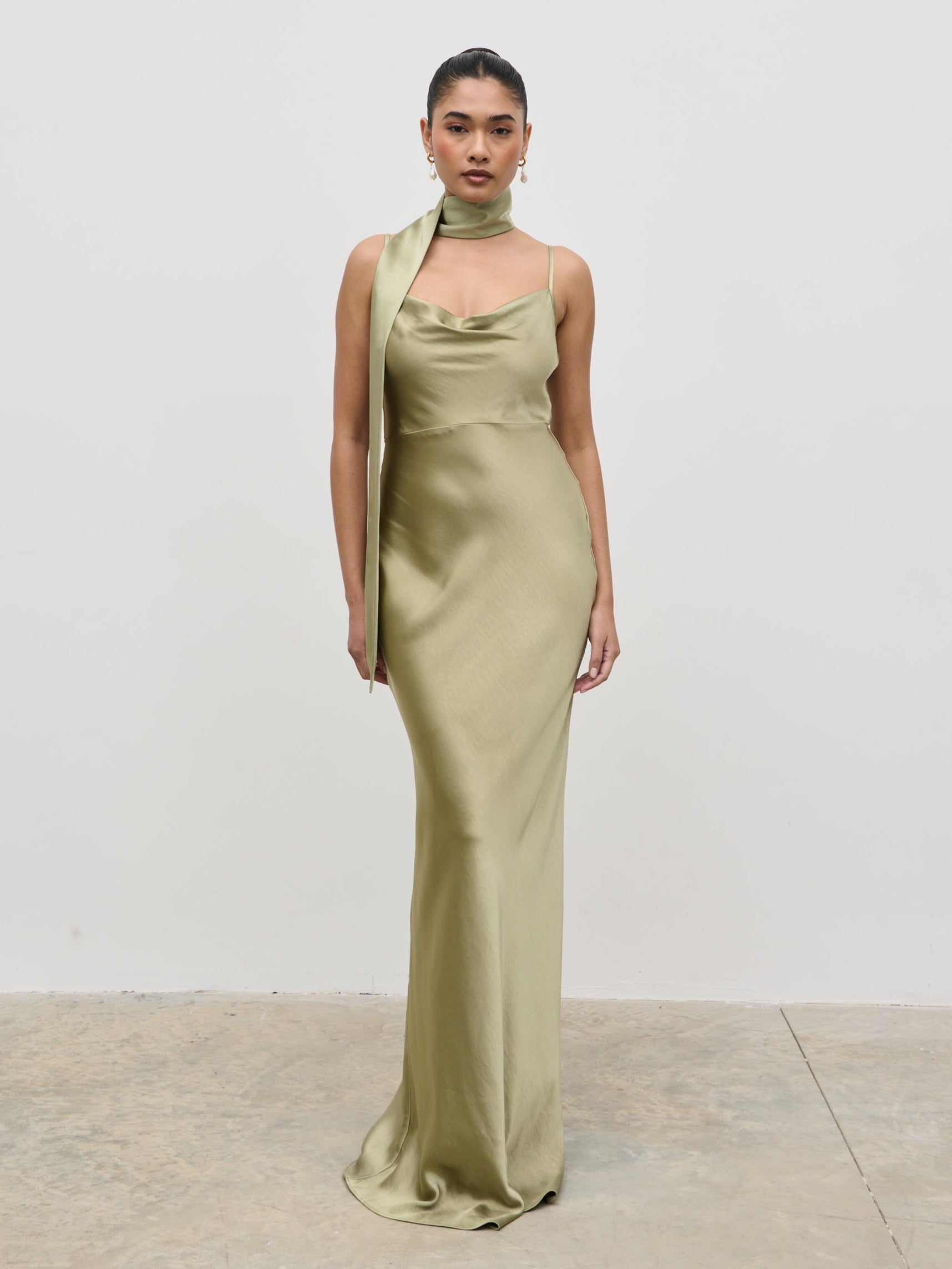 Keisha Maxi Bridesmaid Dress - Matte Olive Pretty Lavish Keisha Maxi Bridesmaid Dress - Matte Olive Pretty Lavish