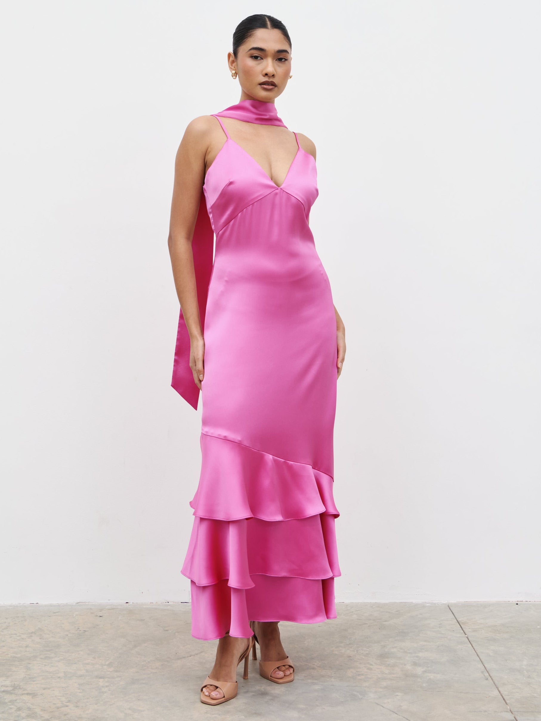 Serita V Neck Tiered Maxi Dress
