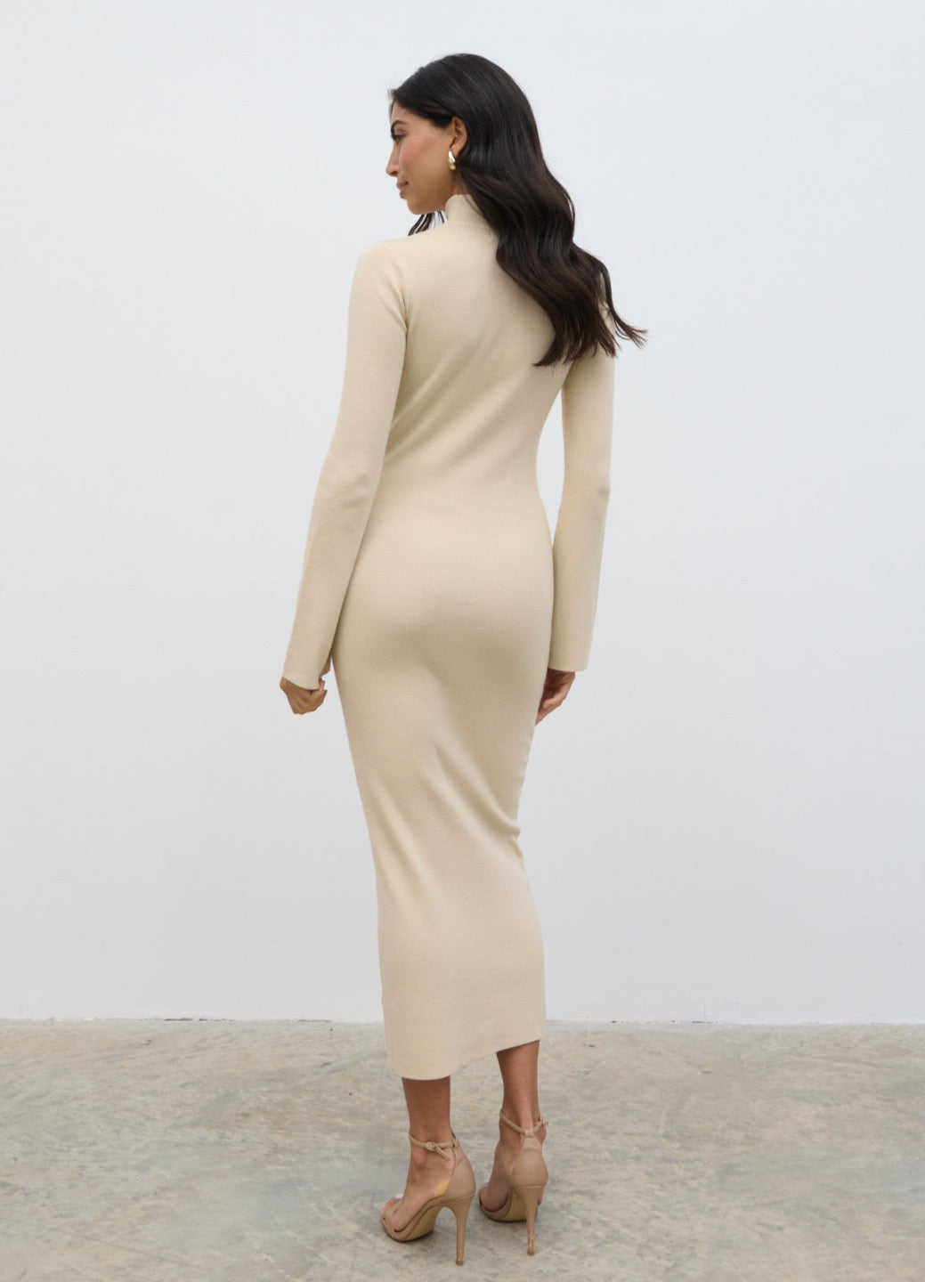 Shani Cut Out Knit Dress - Beige