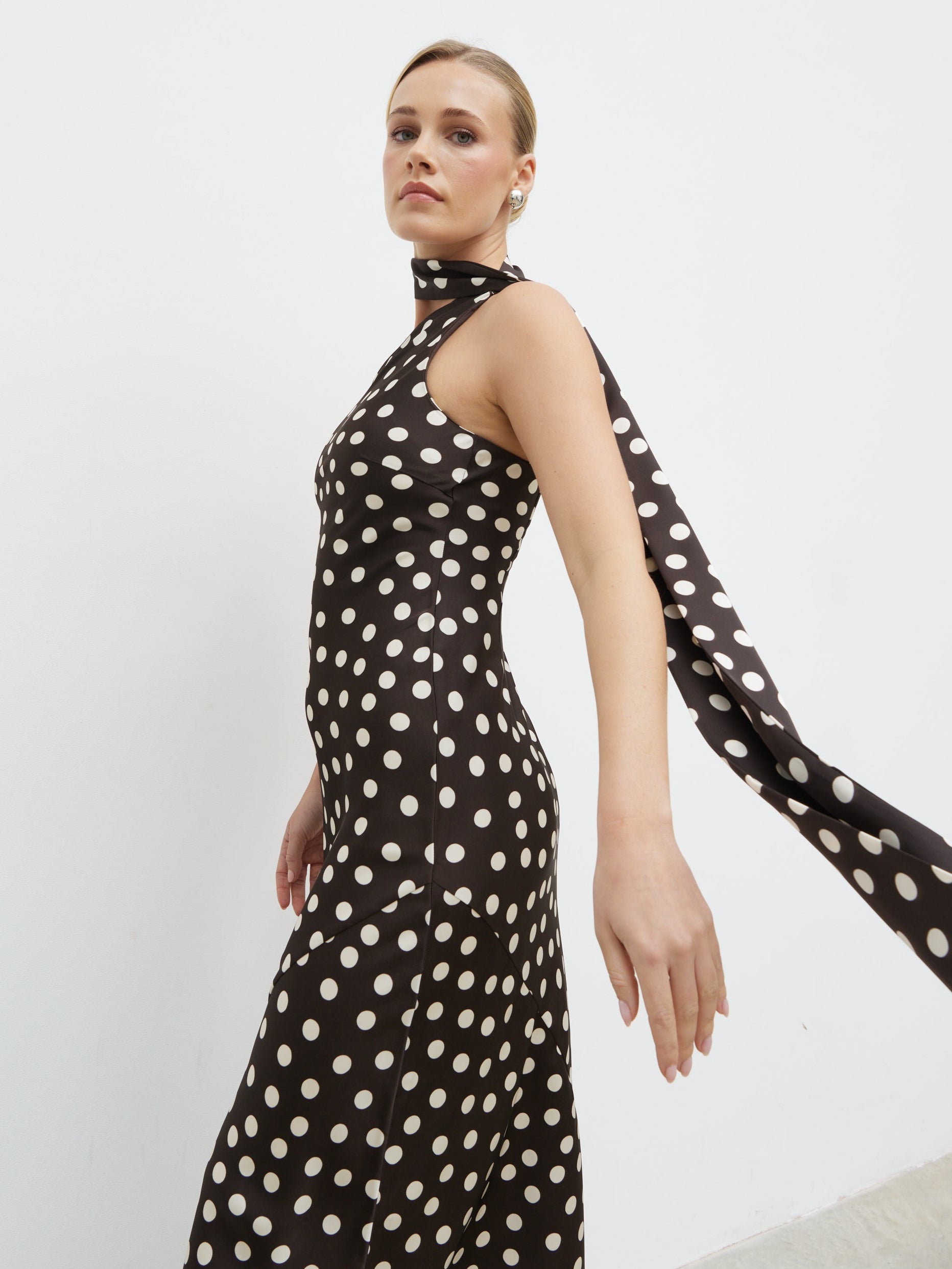 Sheree Midaxi Dress - Brown and Cream Polka Dot Pretty Lavish Sheree Midaxi Dress - Brown and Cream Polka Dot Pretty Lavish
