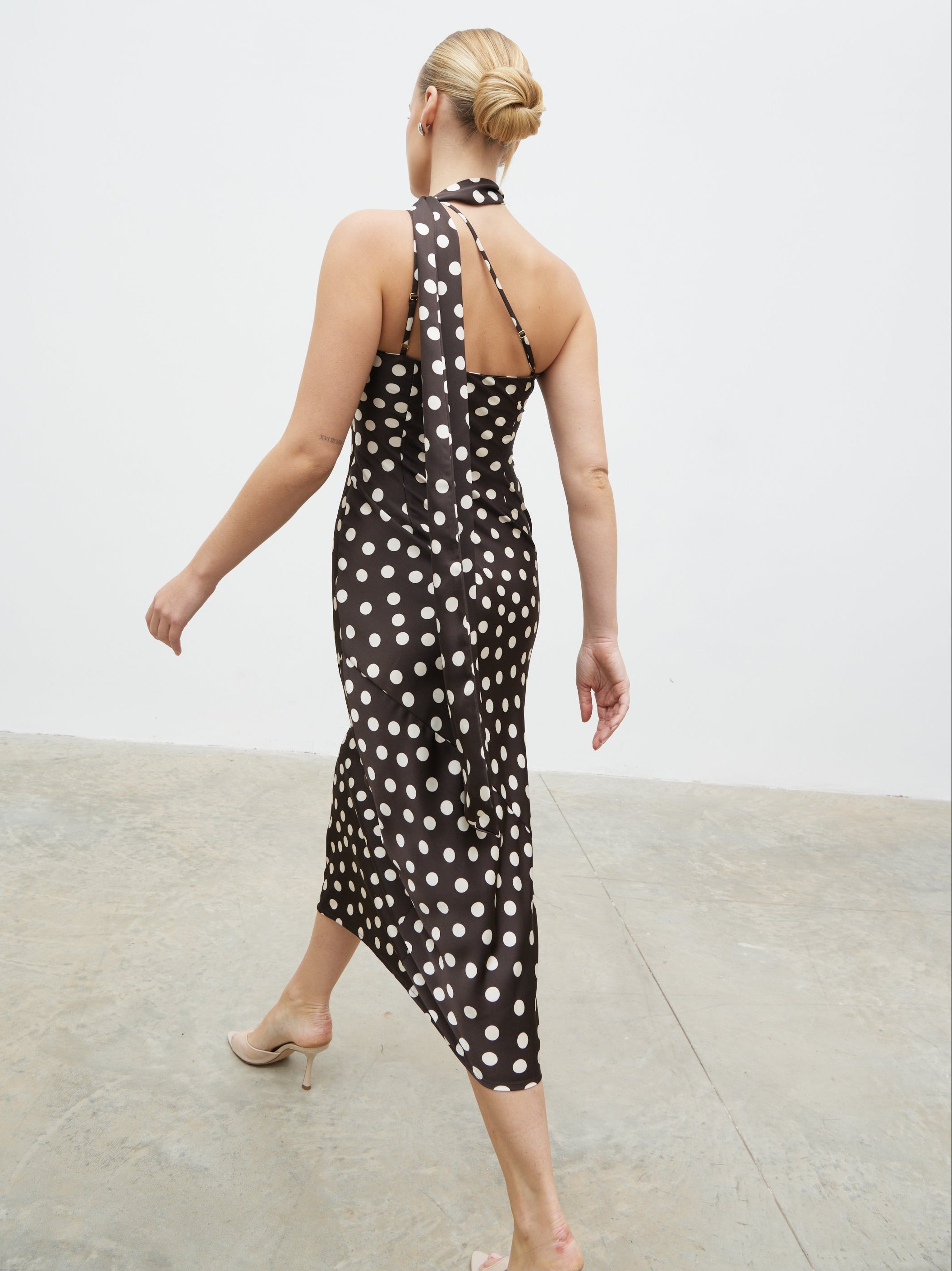 Sheree Midaxi Dress - Brown and Cream Polka Dot Pretty Lavish Sheree Midaxi Dress - Brown and Cream Polka Dot Pretty Lavish