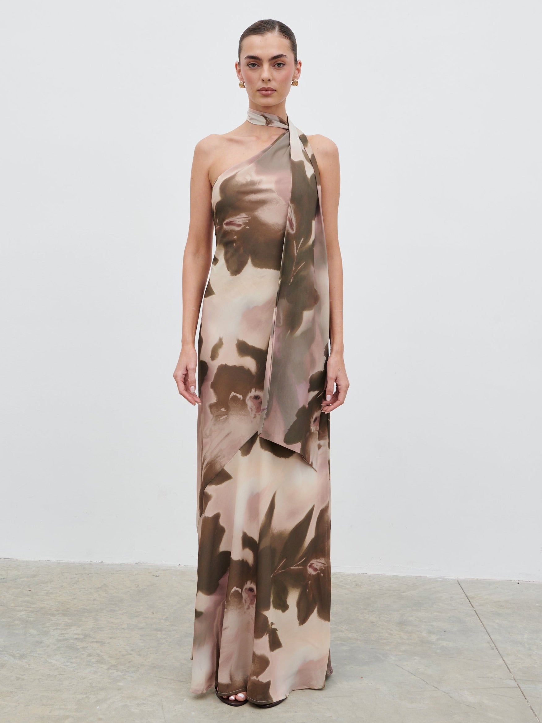 sachin and babi light blue dress Brown Green Camouflage Print Maxi Dress Stock Photo 2672600021