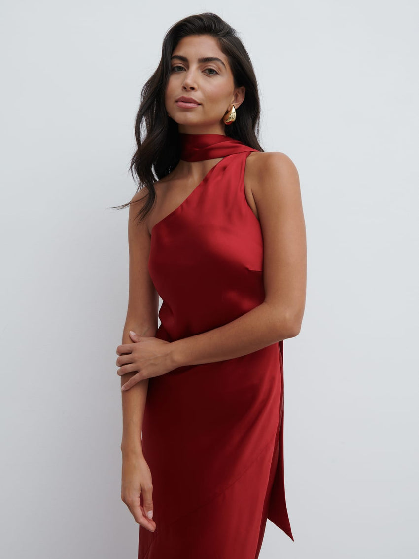 Out Late Look Great One Shoulder Maxi Dress Red main image 0