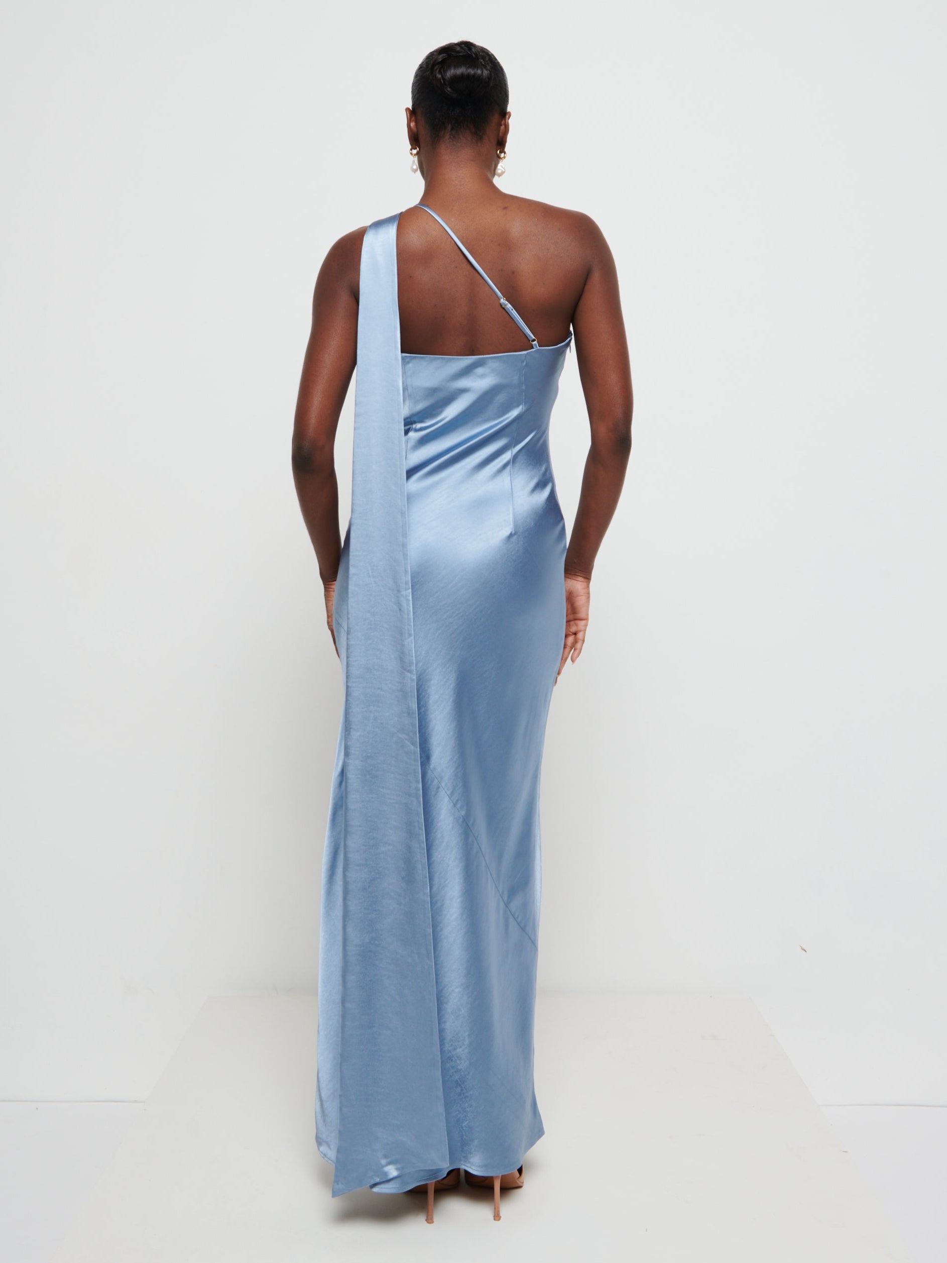 Sheree Scarf Maxi Bridesmaid Dress - Dusty Blue Sheree Scarf Maxi Bridesmaid Dress - Dusty Blue