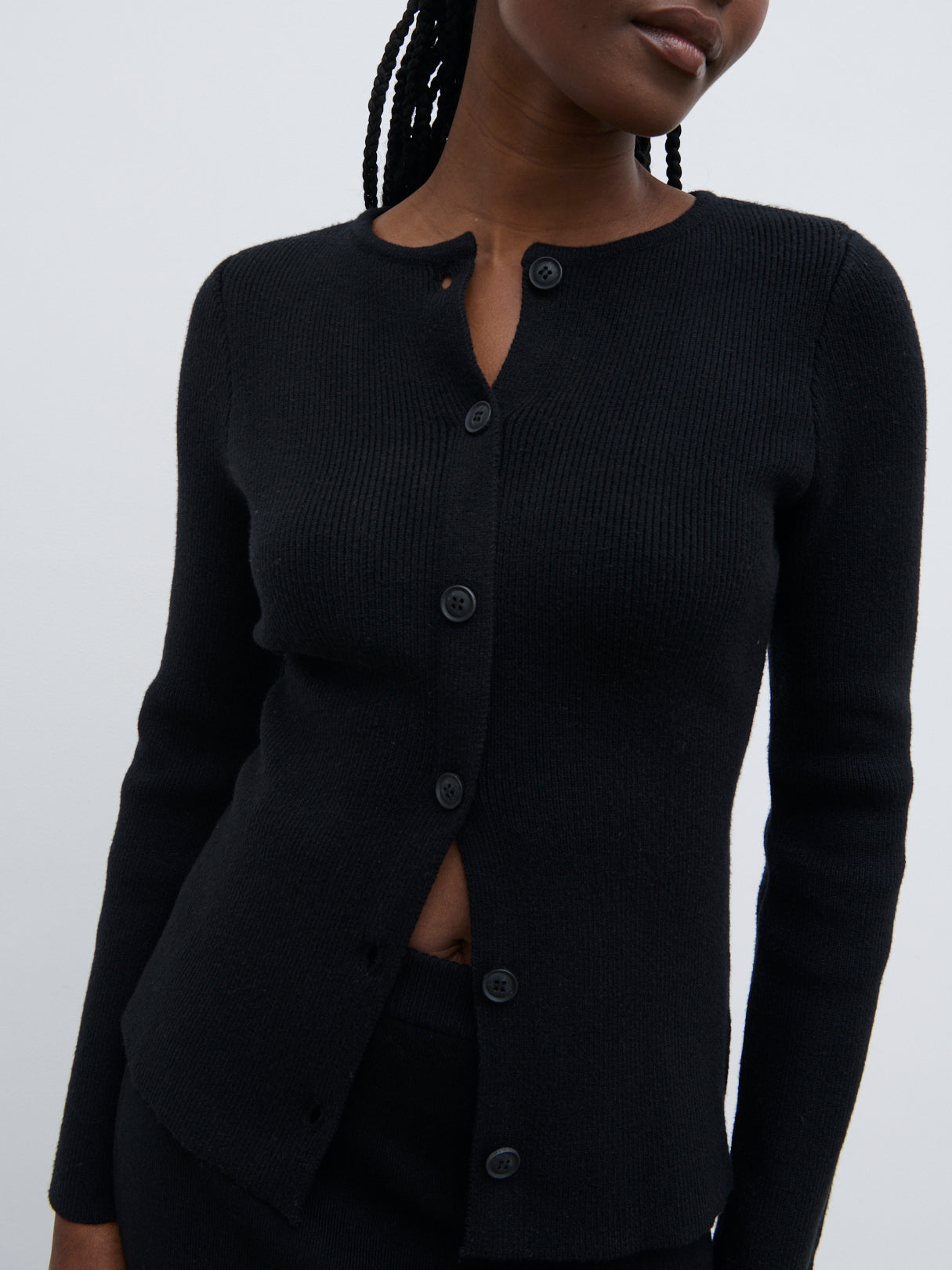 Shyla Fitted Knit Cardigan - Black