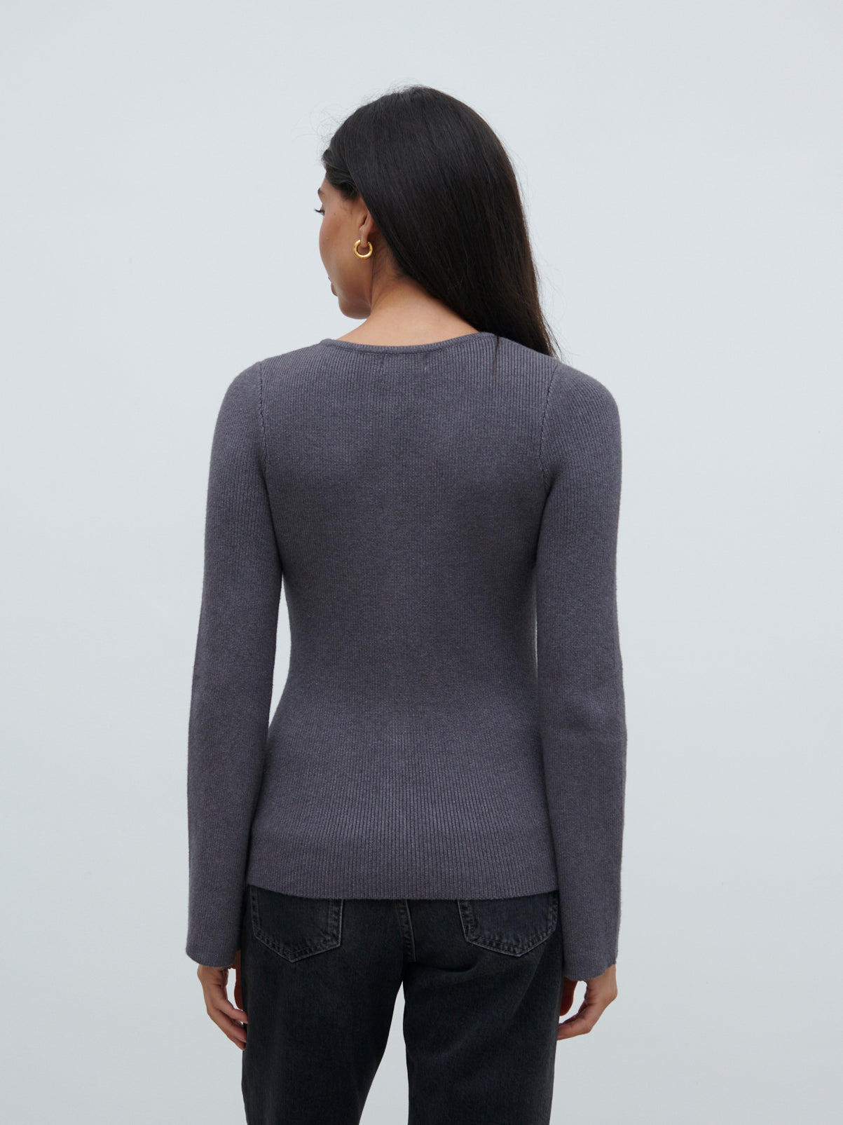 Shyla Fitted Knit Cardigan - Charcoal