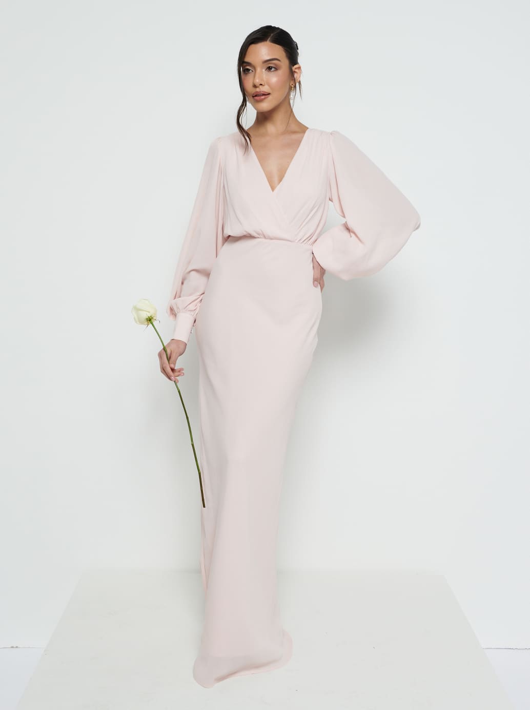 long sleeve bridesmaid dresses blush Blush Coast Embellished Long Sleeve Bridesmaid Dress