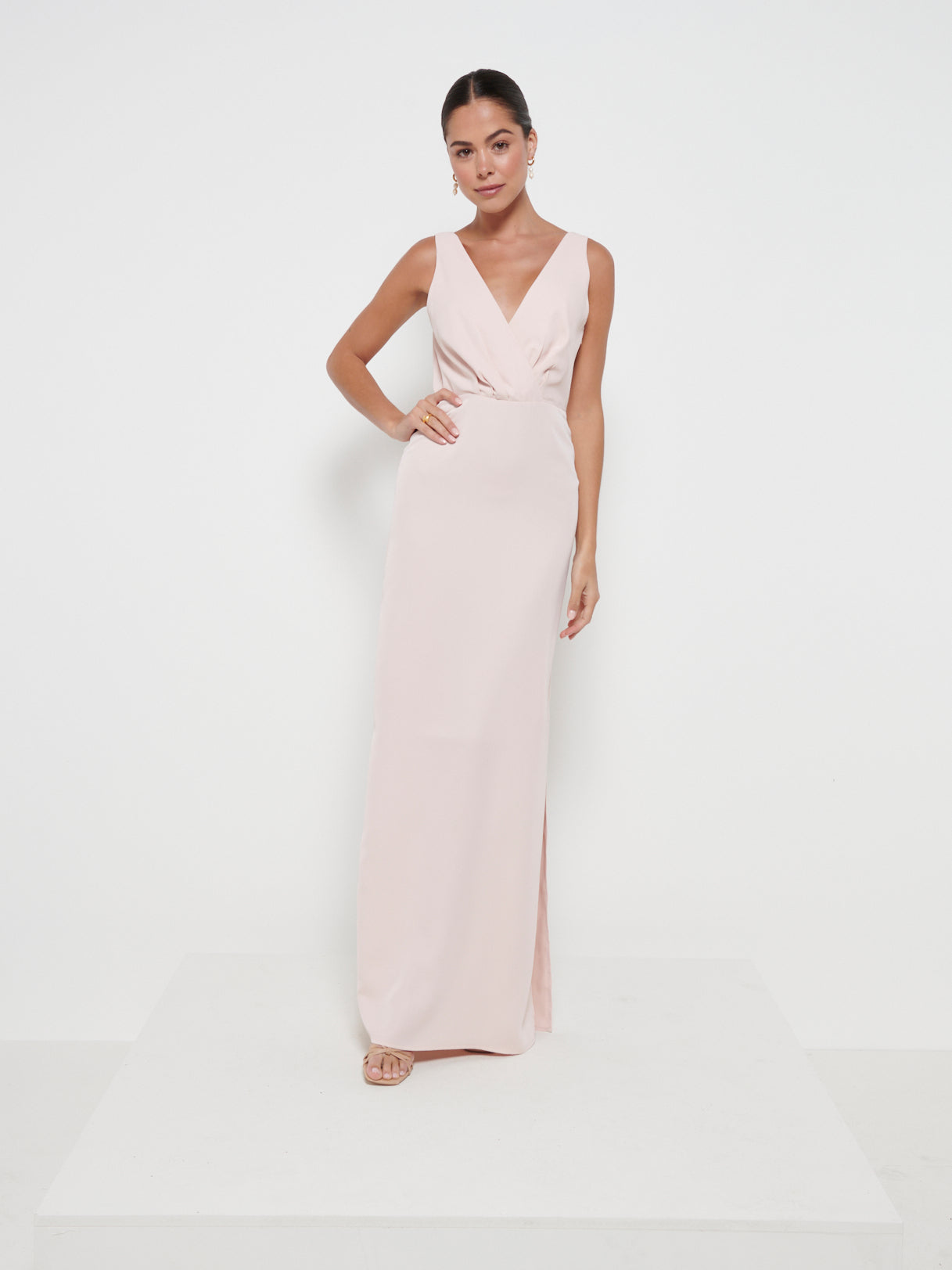 Silva Wrap Maxi Bridesmaid Dress - Blush – Pretty Lavish