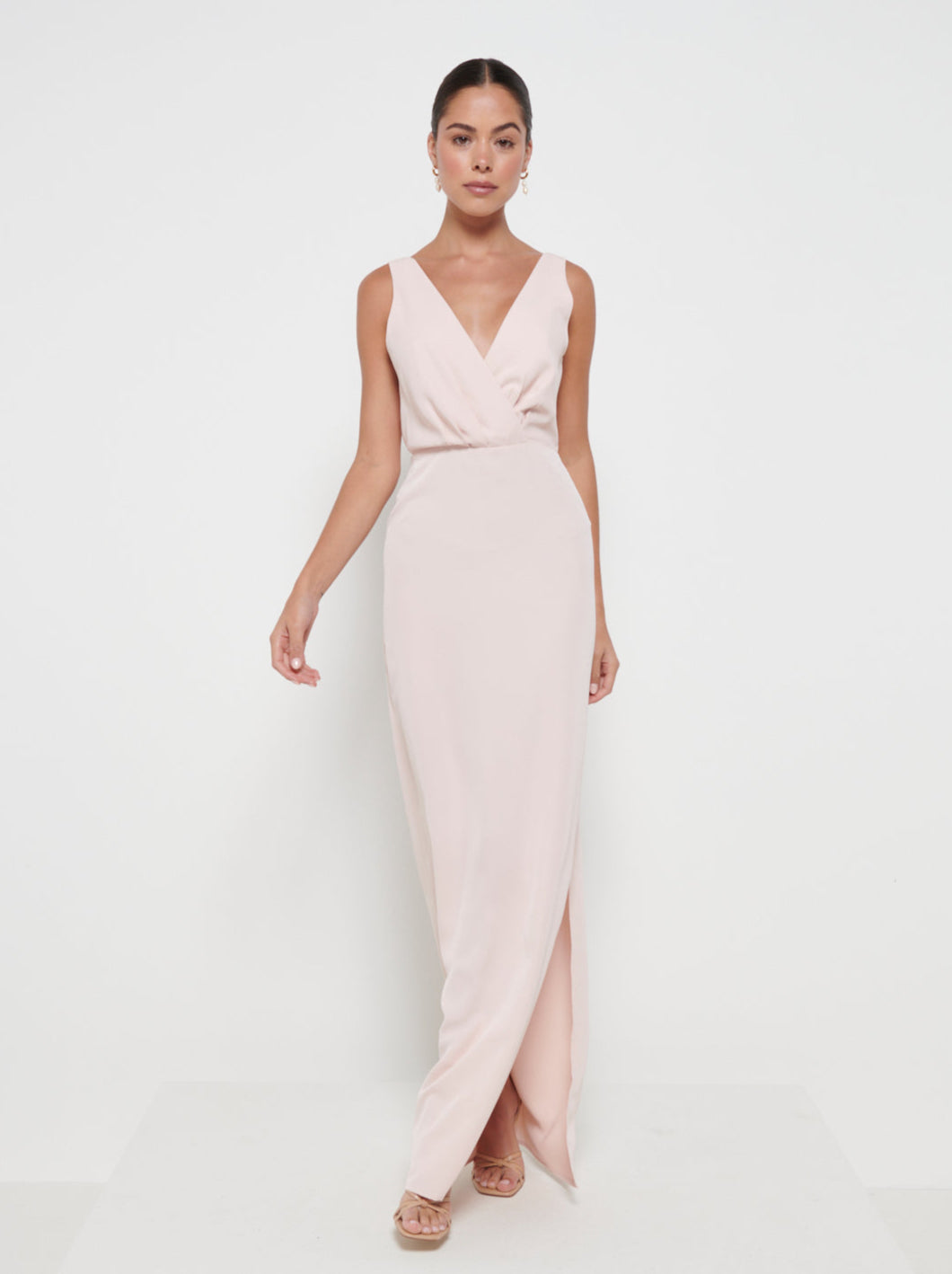 Silva Wrap Maxi Bridesmaid Dress - Blush Pretty Lavish Silva Wrap Maxi Bridesmaid Dress - Blush Pretty Lavish