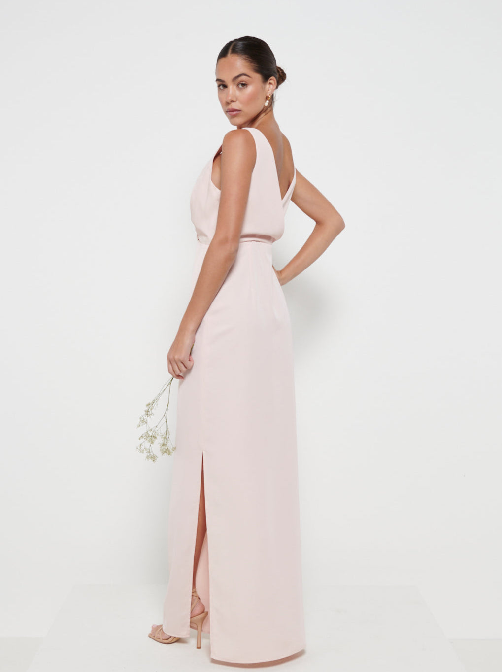 Silva Wrap Maxi Bridesmaid Dress - Blush Pretty Lavish Silva Wrap Maxi Bridesmaid Dress - Blush Pretty Lavish