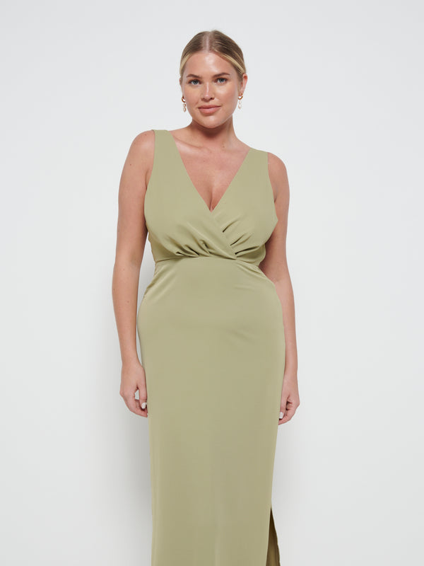 Silva Wrap Maxi Bridesmaid Dress - Olive main image 0