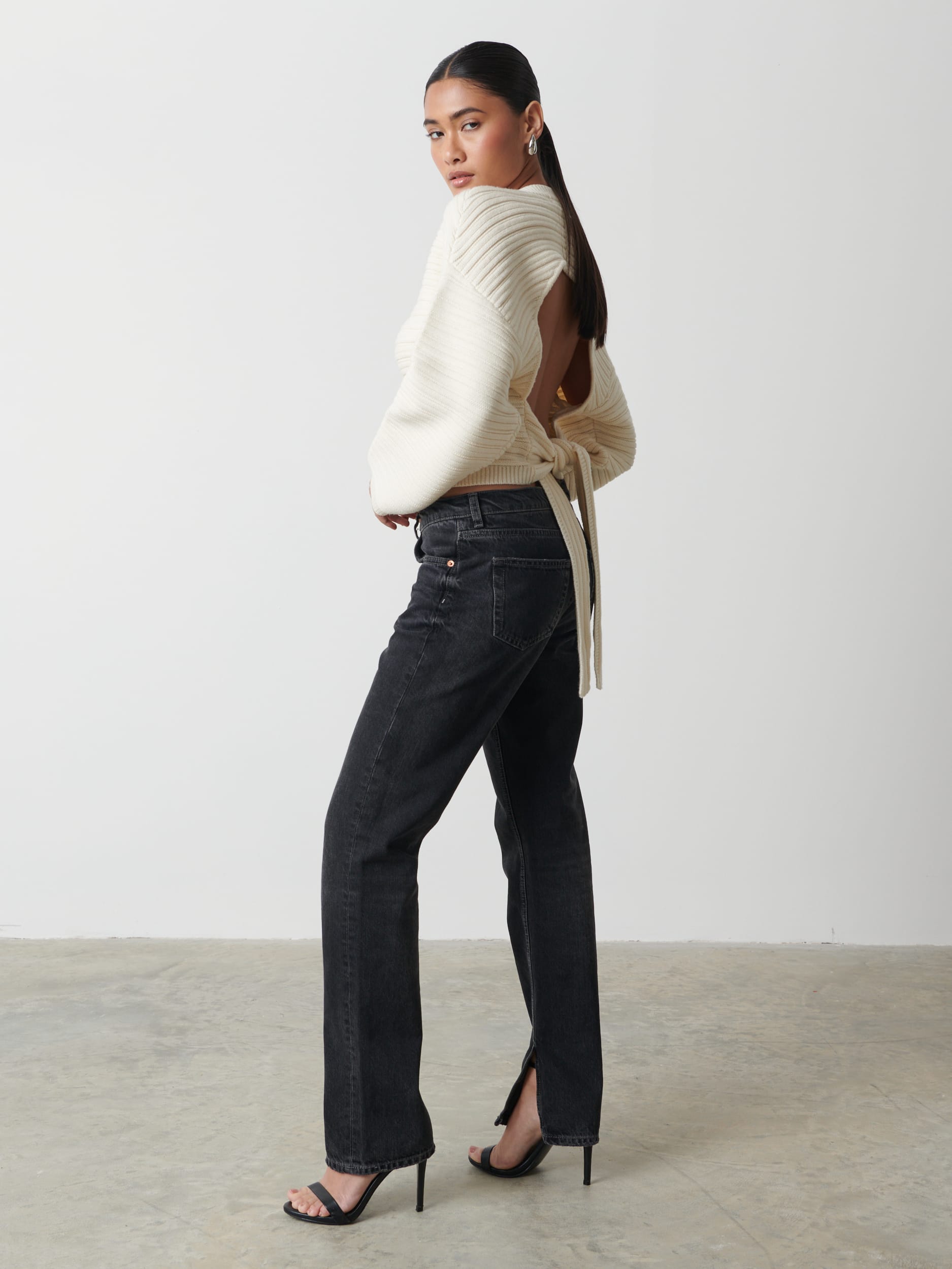 Simone Tie Back Jumper Cream – Pretty Lavish - Main Image