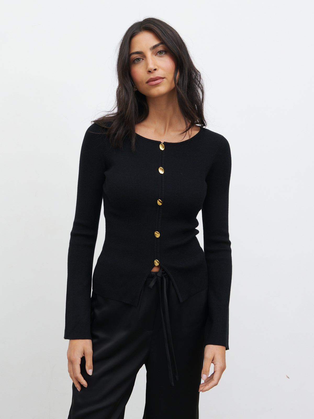 Sissi Fine Knit Button Detail Top