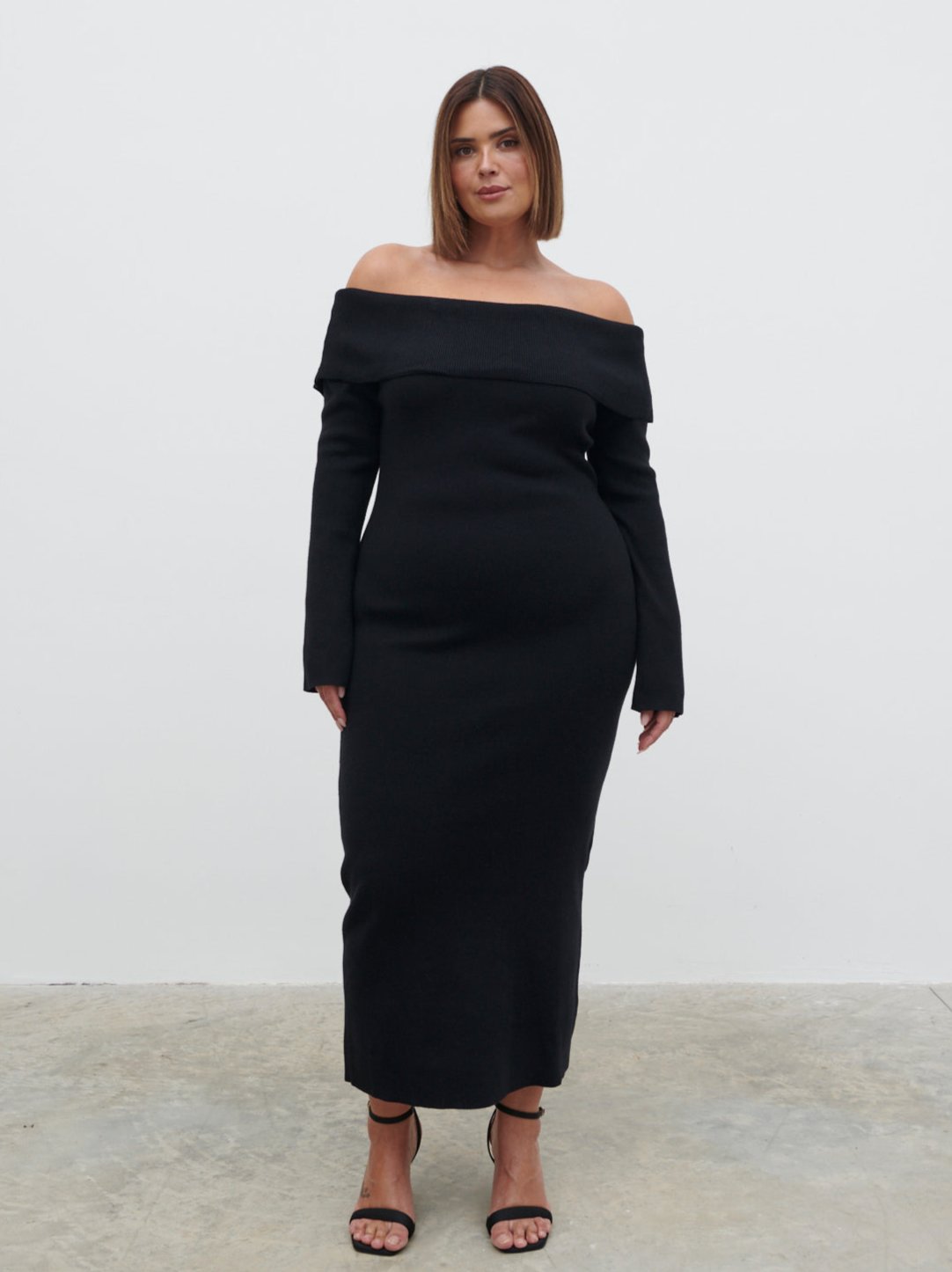 Soreya Bardot Knit Dress - Black