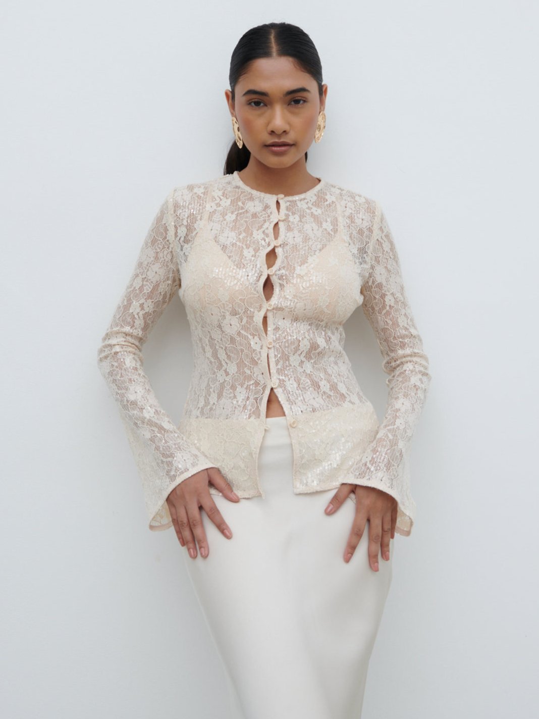 Tai Sequin Lace Cardigan Oyster – Pretty Lavish