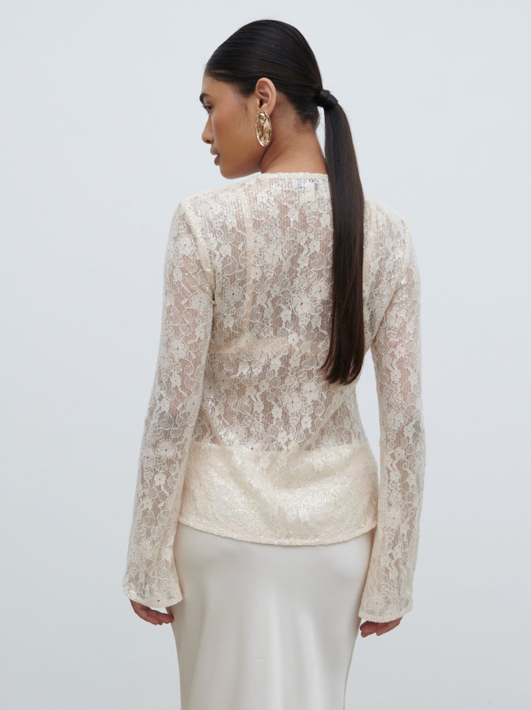 Tai Sequin Lace Cardigan - Oyster