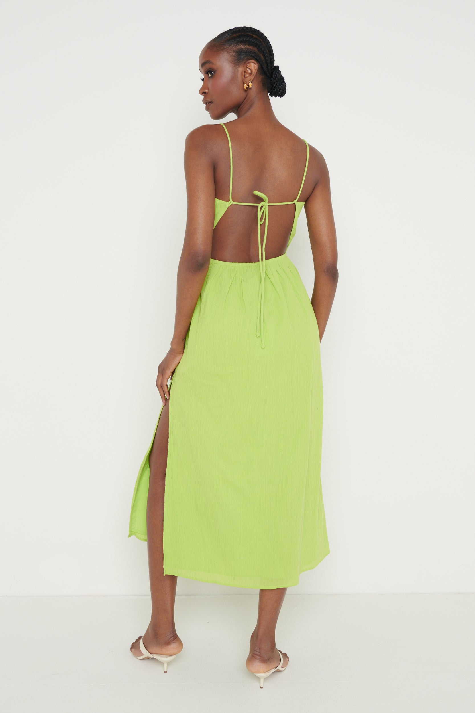 Talia Cut Out Midaxi Dress - Lime
