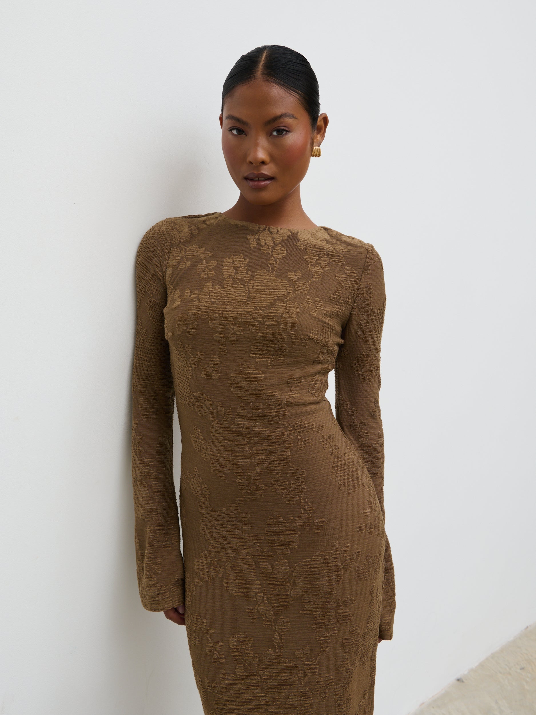 long sleeve jersey dress uk Naomi Long Sleeve Jersey Dress - Black