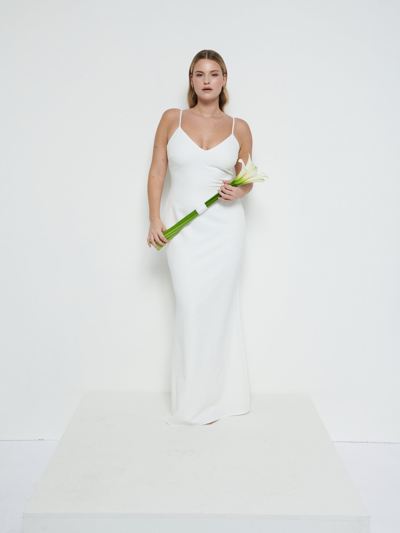 Tillie V-Neck Crepe Maxi Bridesmaid Dress - Ivory