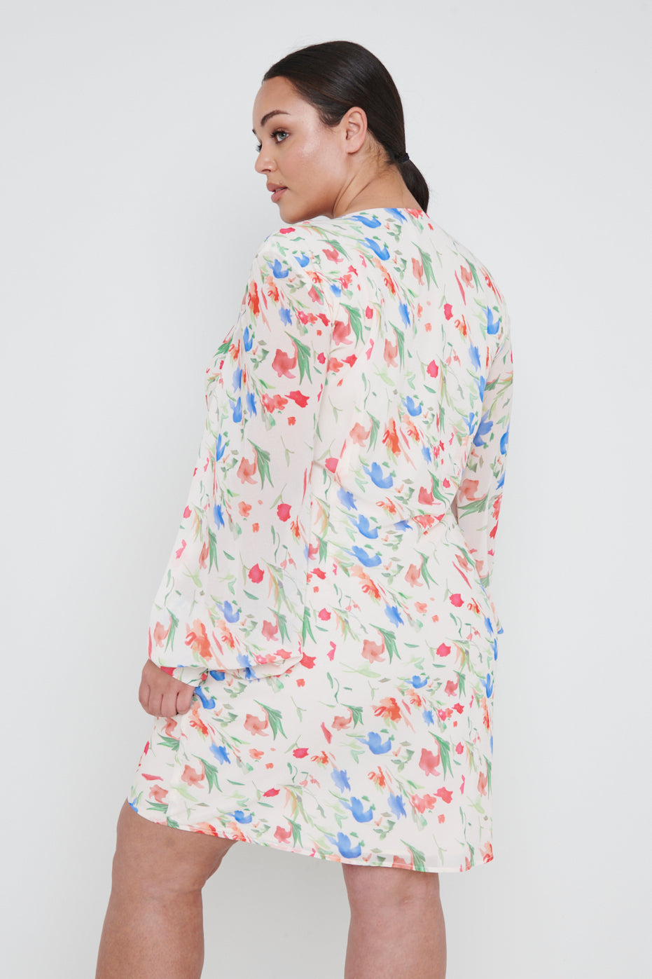 Talullah Cowl Neck Mini Dress Curve - Dainty Floral