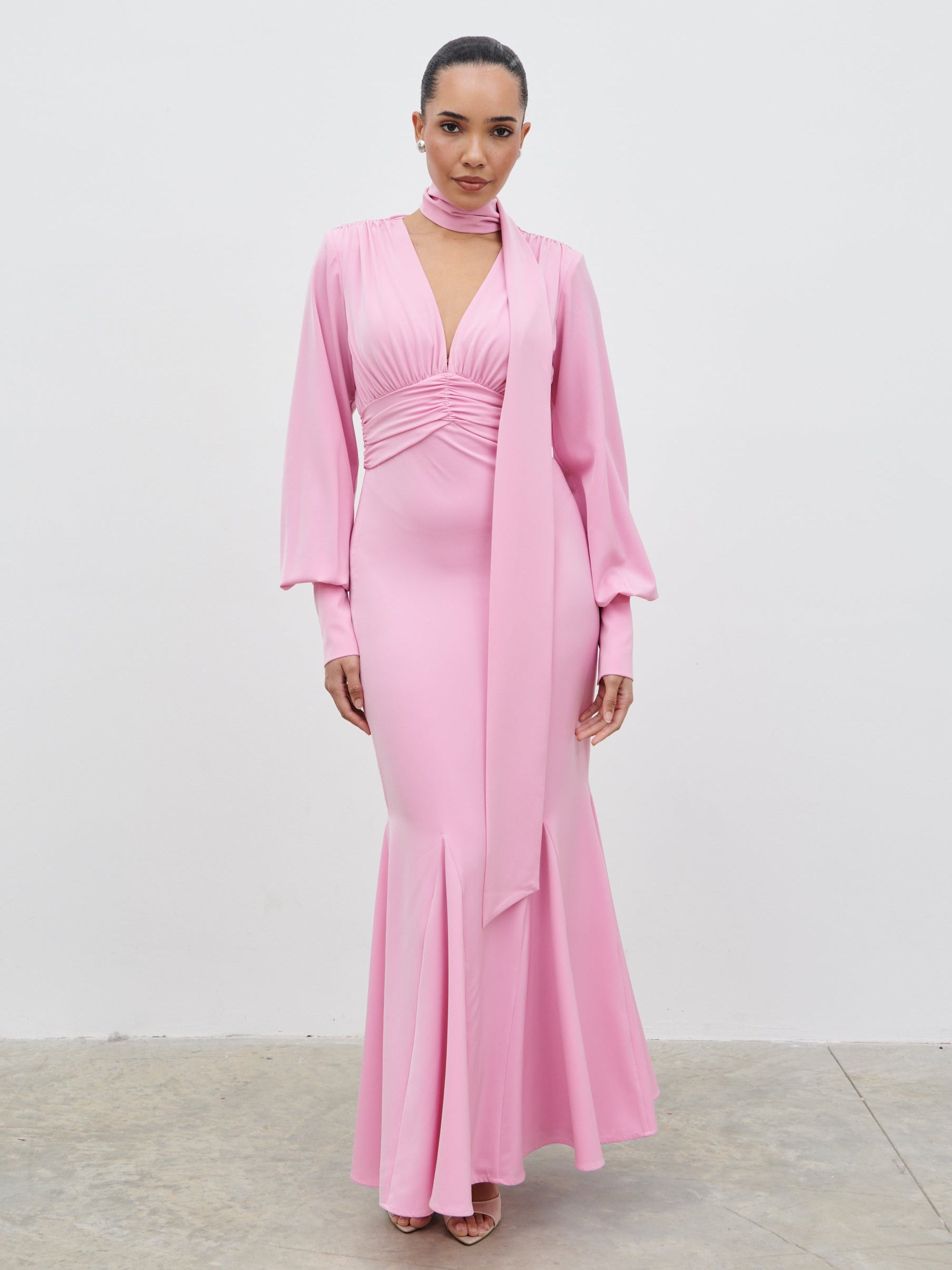 Victoria Long Sleeve Maxi Dress - Peony Pink Pretty Lavish Victoria Long Sleeve Maxi Dress - Peony Pink Pretty Lavish
