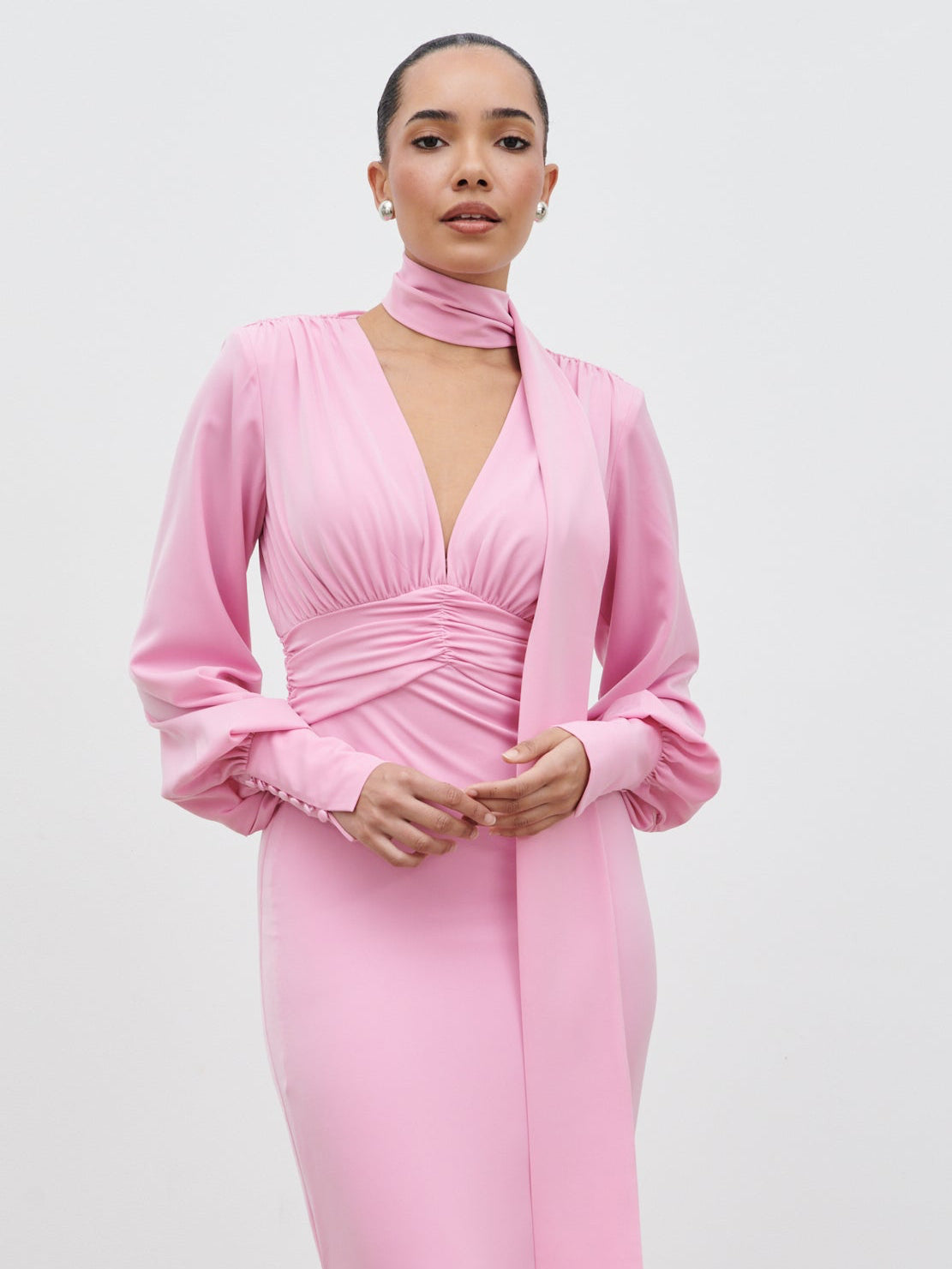 strapless open back dress Victoria Long Sleeve Maxi Dress