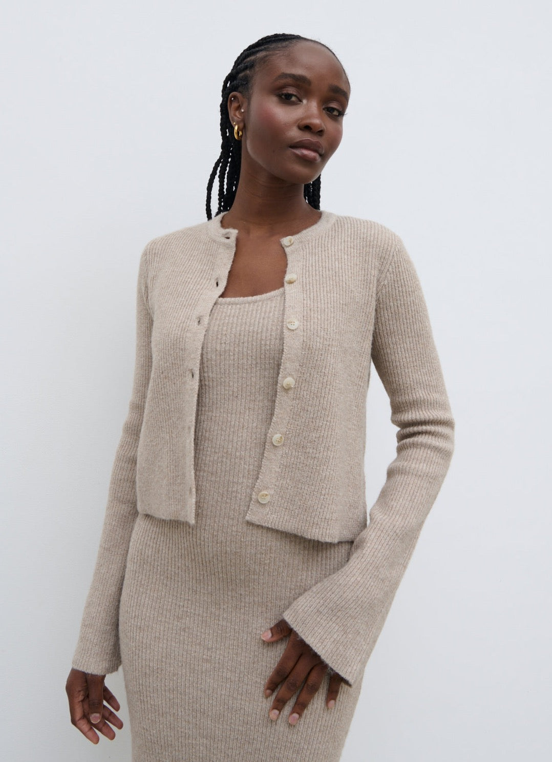 Winnie Slim Fit Knit Cardigan - Beige