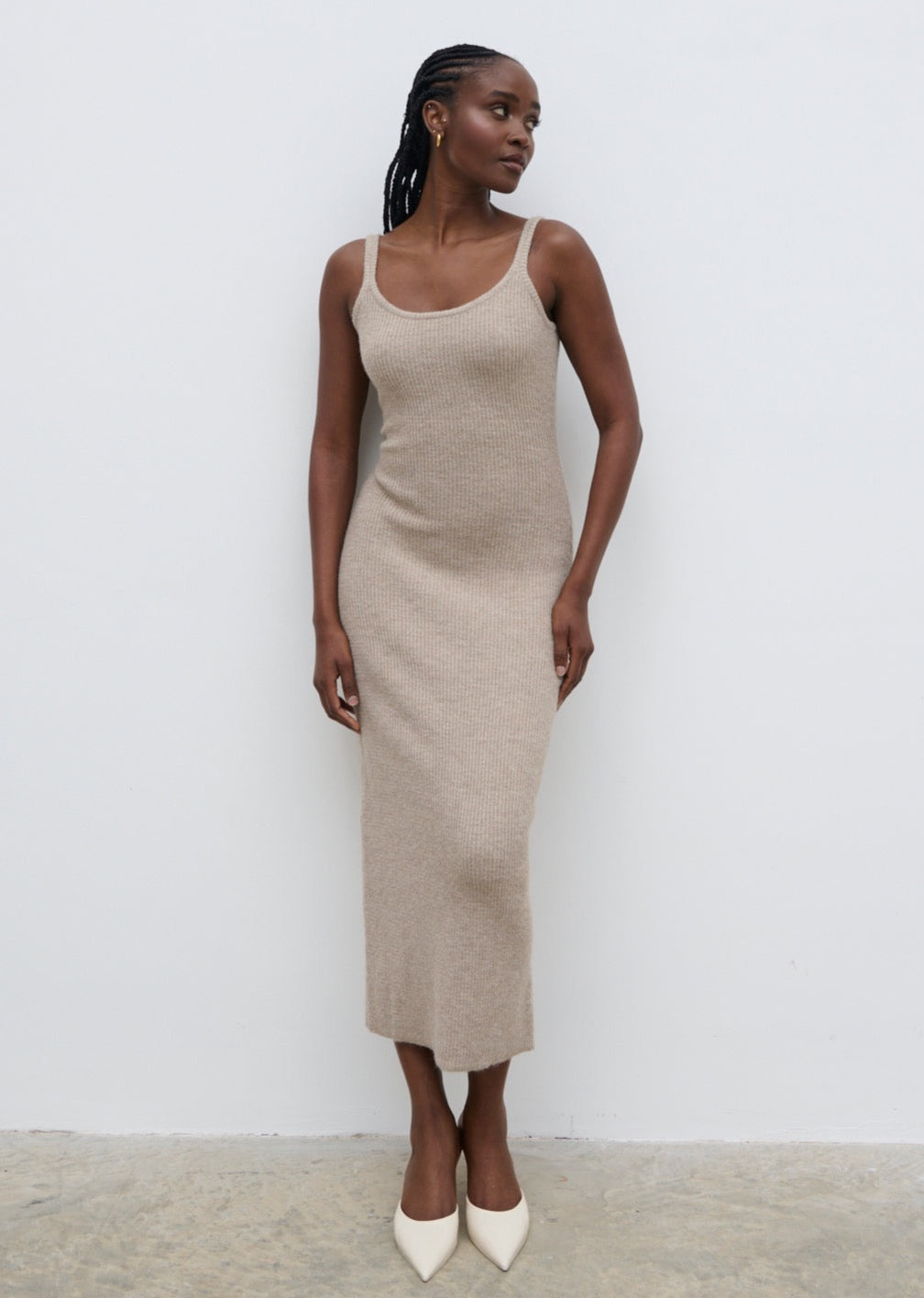 Winnie Strappy Knit Dress - Beige