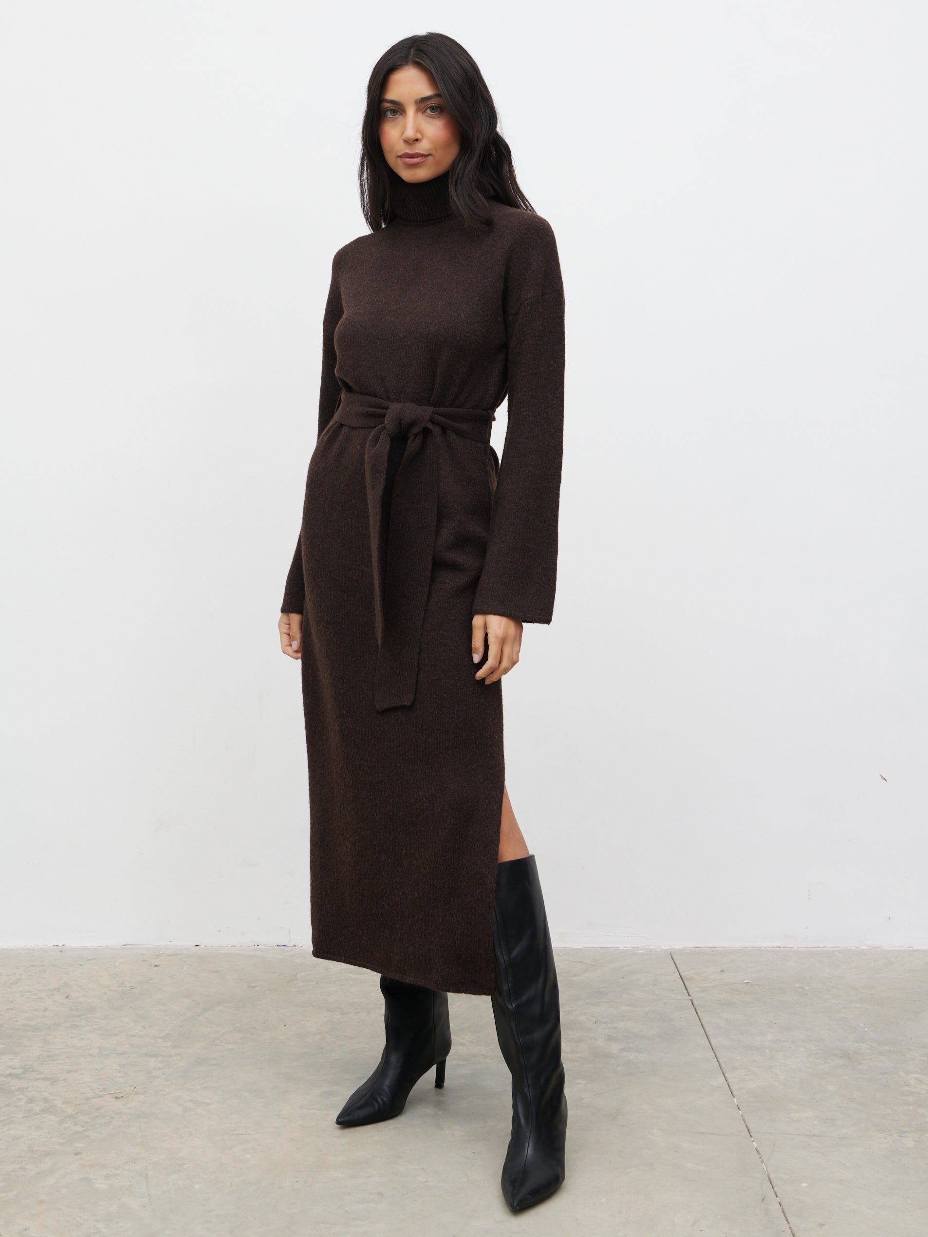 Wrenley Midaxi Knit Dress - Chocolate Pretty Lavish Wrenley Midaxi Knit Dress - Chocolate Pretty Lavish