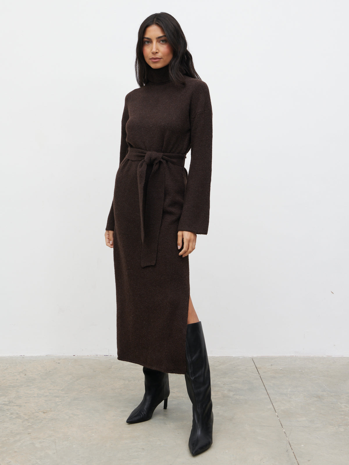 Wrenley Midaxi Knit Dress Chocolate