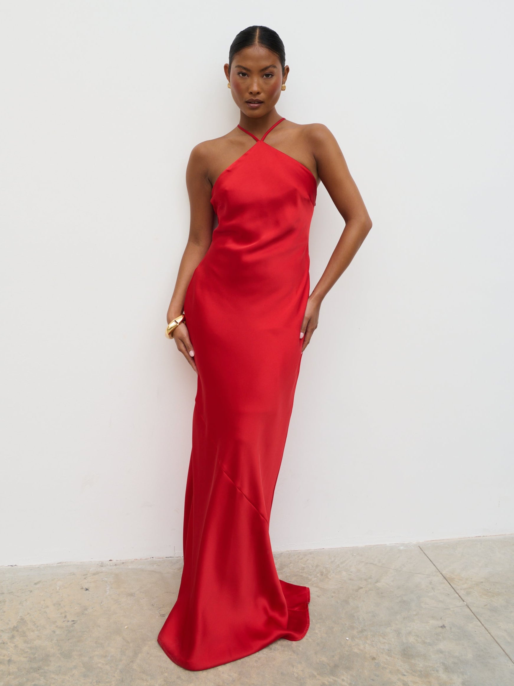 Yvette Halter Neck Maxi Dress - Red Yvette Halter Neck Maxi Dress - Red