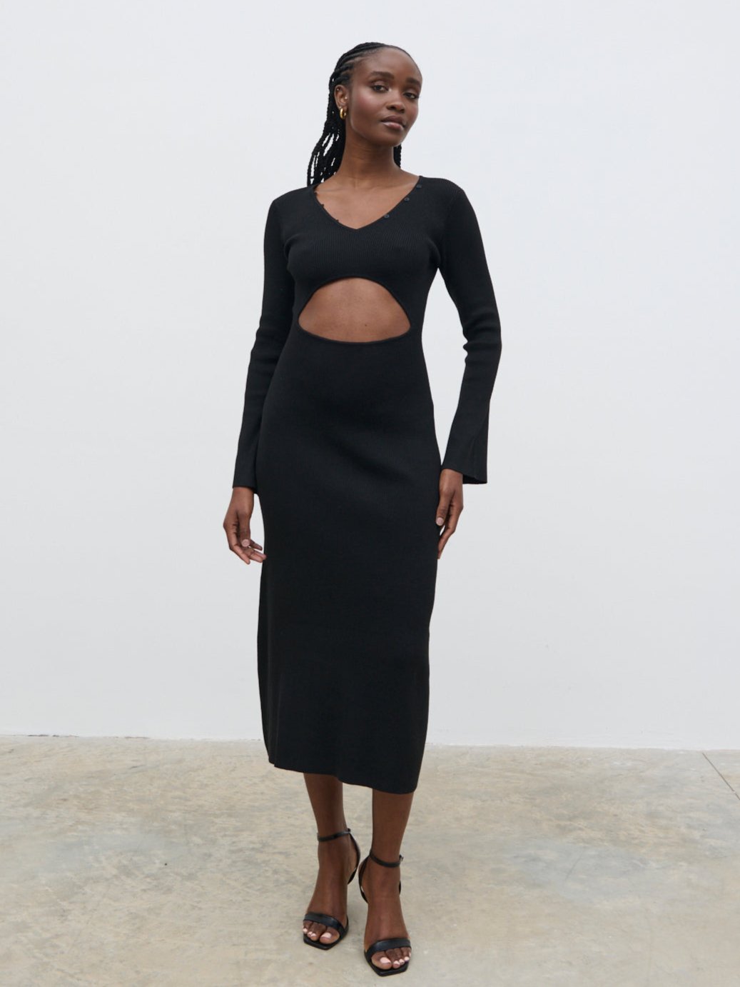 Zahra Cut Out Knit Midaxi Dress - Black Pretty Lavish Zahra Cut Out Knit Midaxi Dress - Black Pretty Lavish