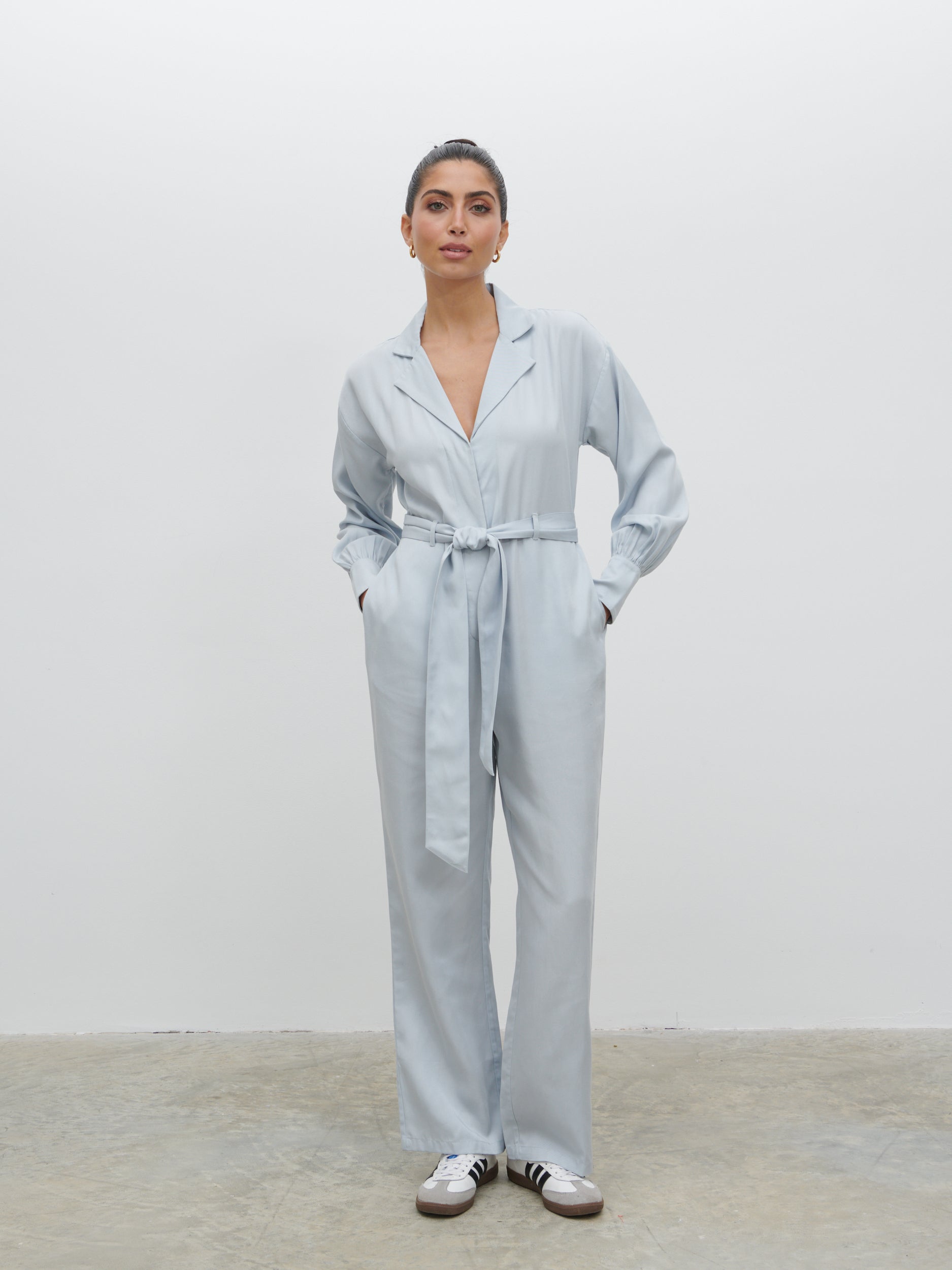 Zara Belted Jumpsuit Denim Blue