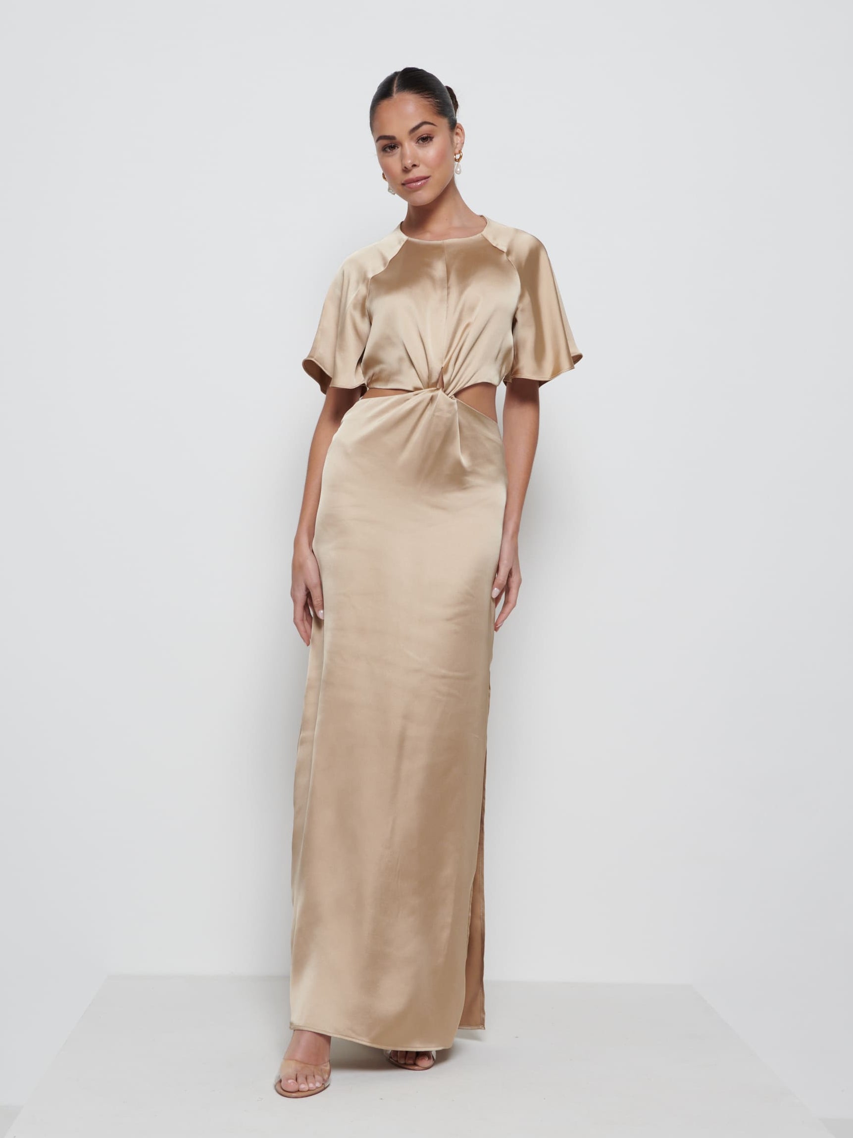 Zara Twist Knot Bridesmaid Dress - Bronze Pretty Lavish Zara Twist Knot Bridesmaid Dress - Bronze Pretty Lavish